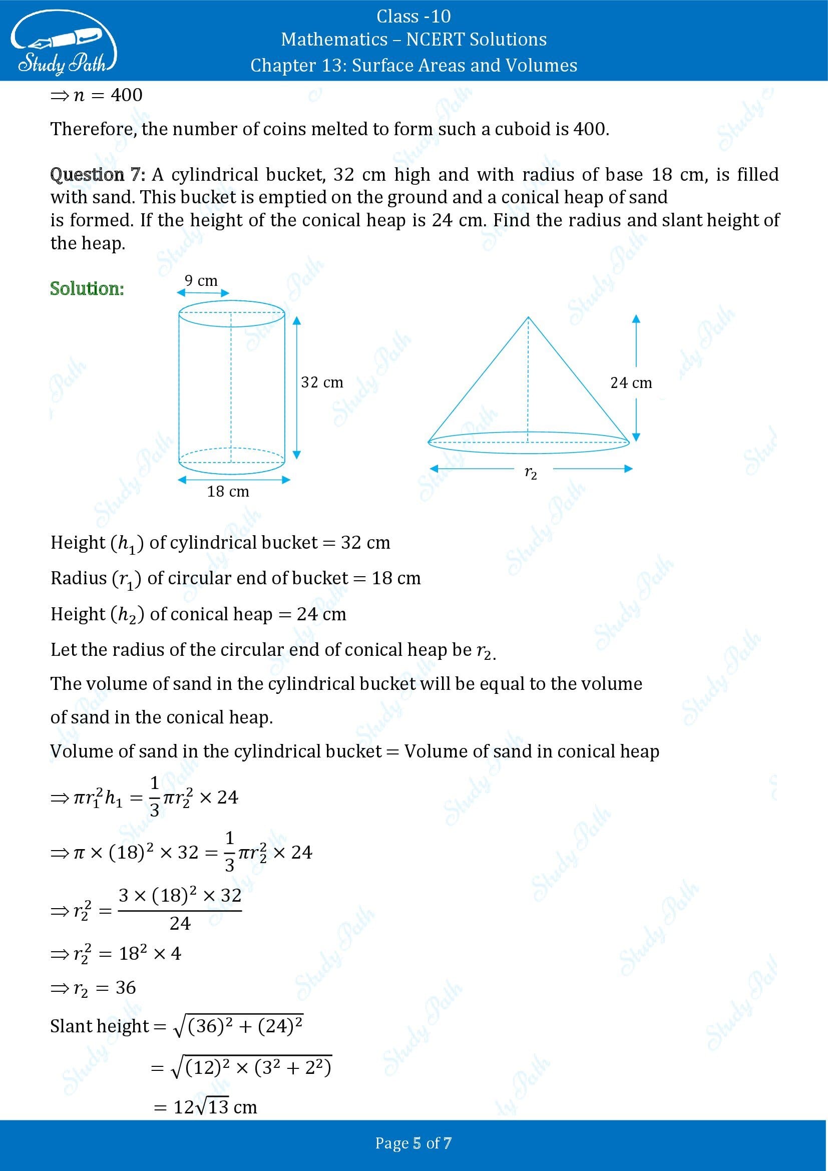 NCERT Solutions for Class 10 Maths Chapter 13 Surface Areas and Volumes Exercise 13.3 00005