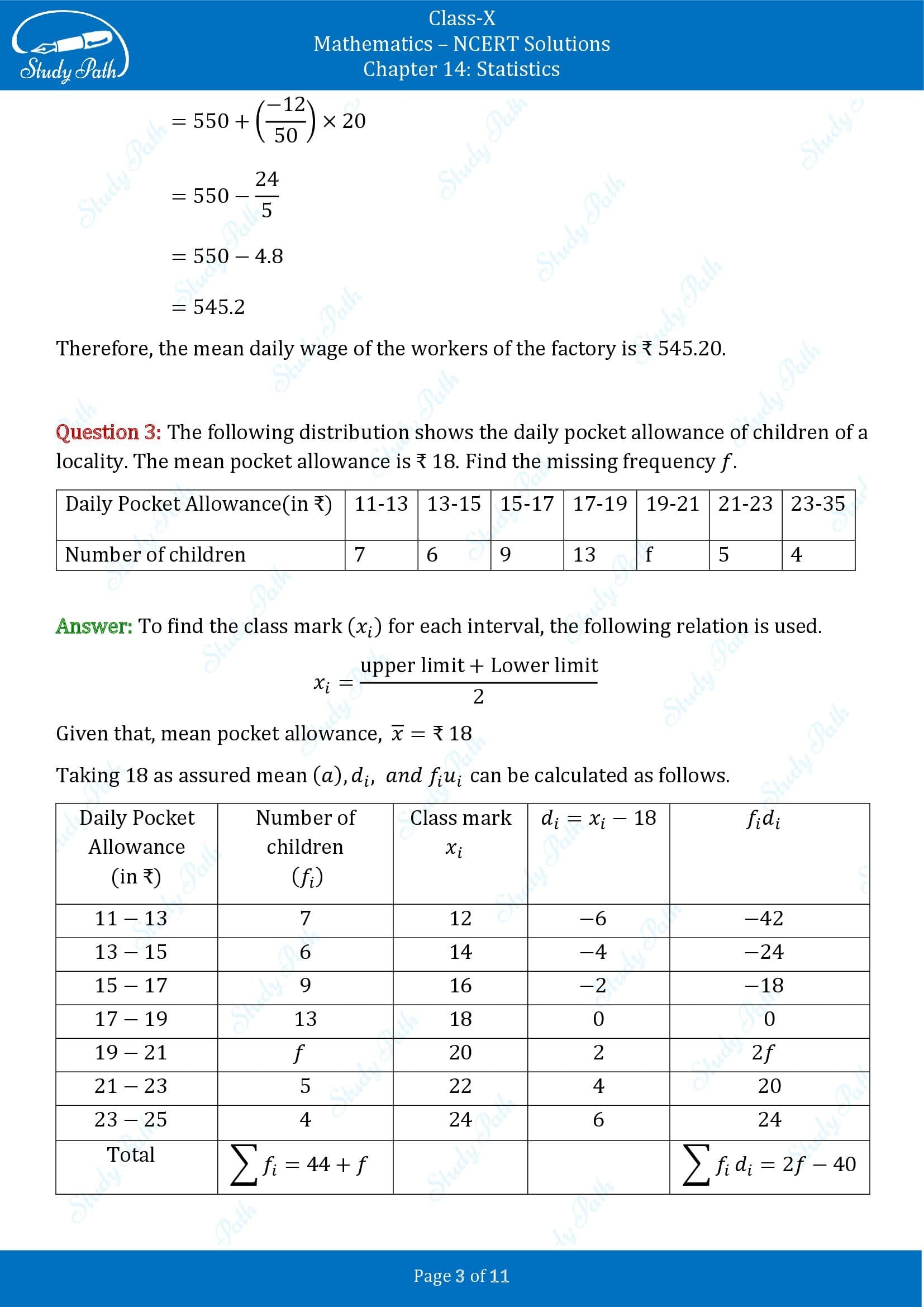 NCERT Solutions for Class 10 Maths Chapter 14 Statistics Exercise 14.1 00003
