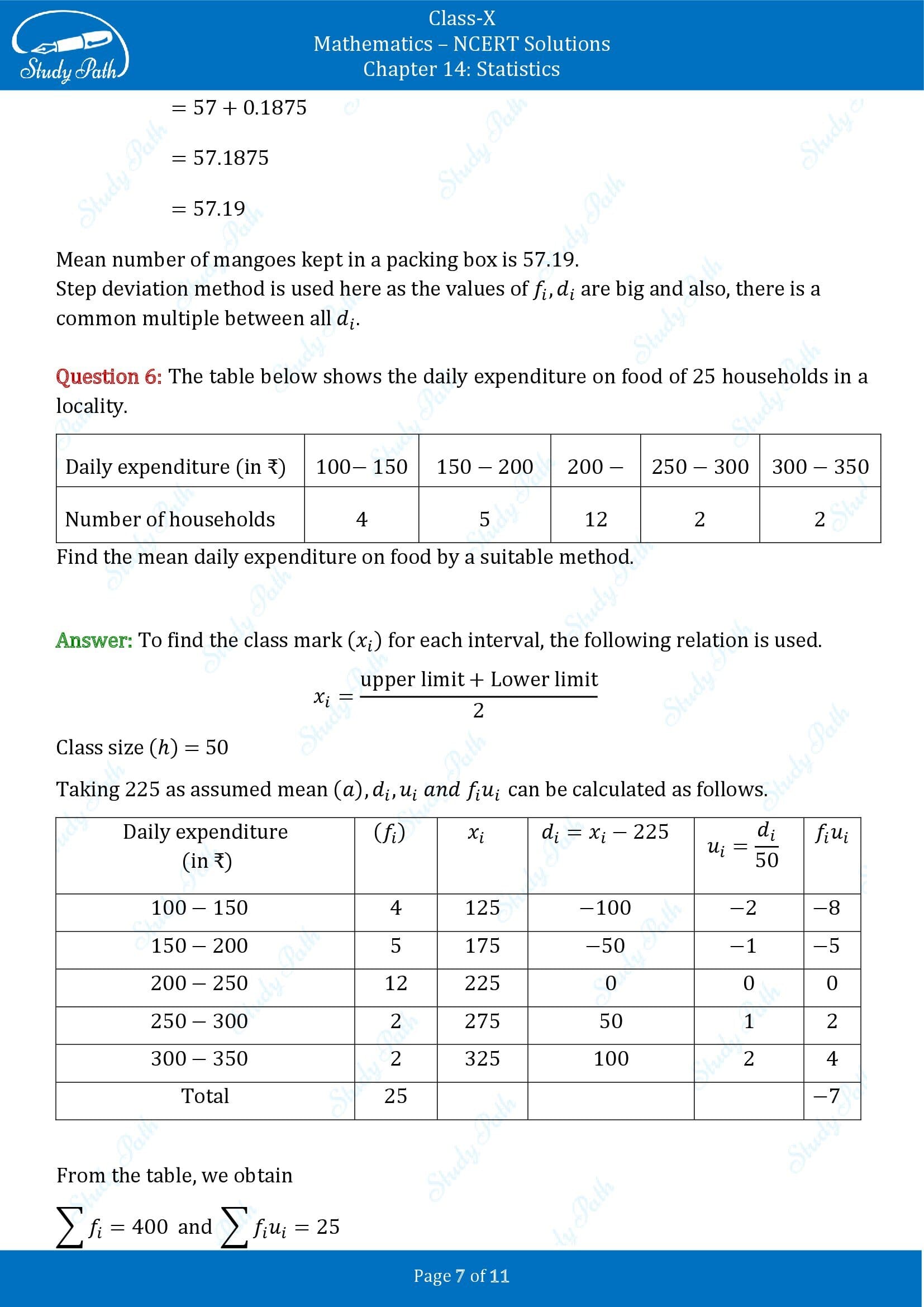 NCERT Solutions for Class 10 Maths Chapter 14 Statistics Exercise 14.1 00007