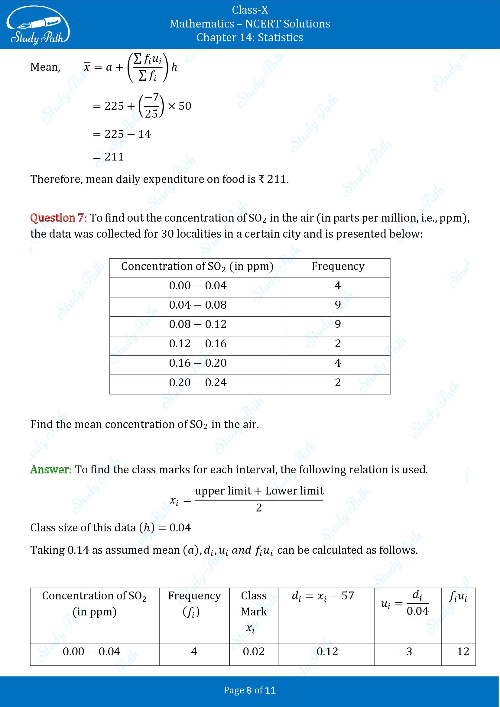 NCERT Solutions for Class 10 Maths Chapter 14 Statistics Exercise 14.1 00008