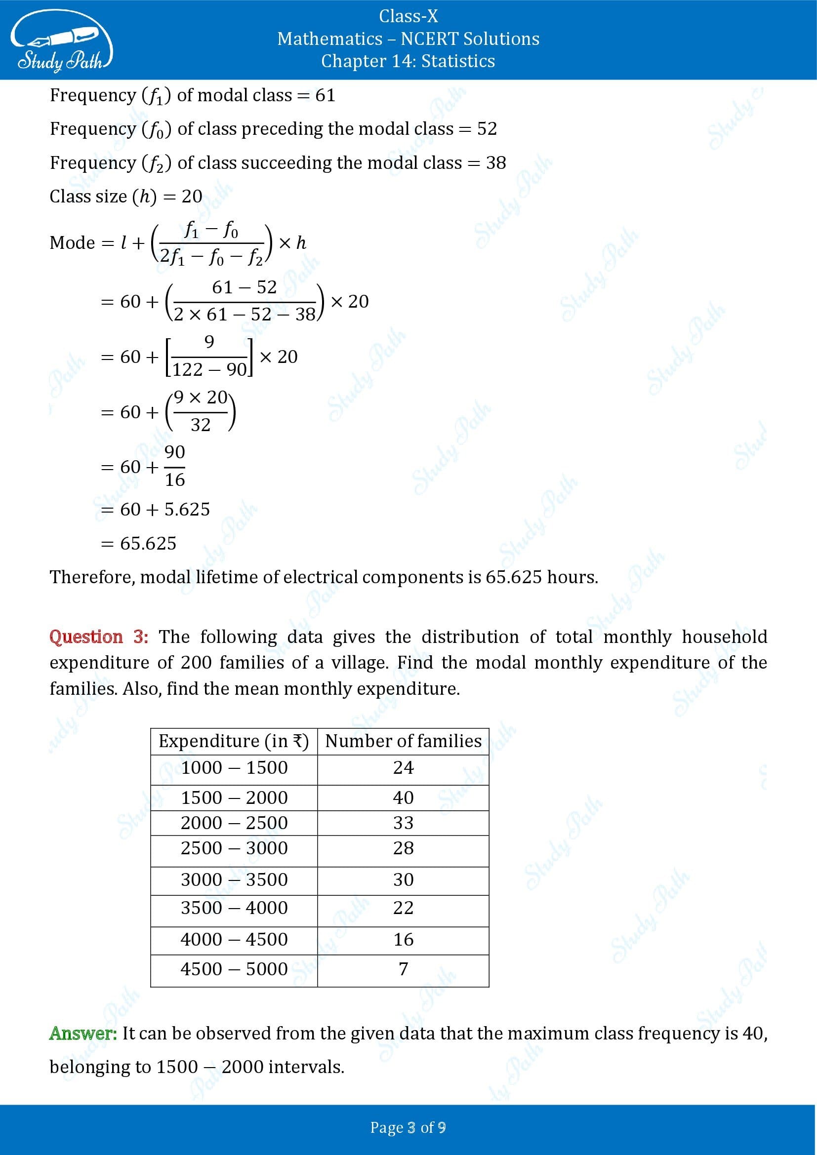 NCERT Solutions for Class 10 Maths Chapter 14 Statistics Exercise 14.2 00003