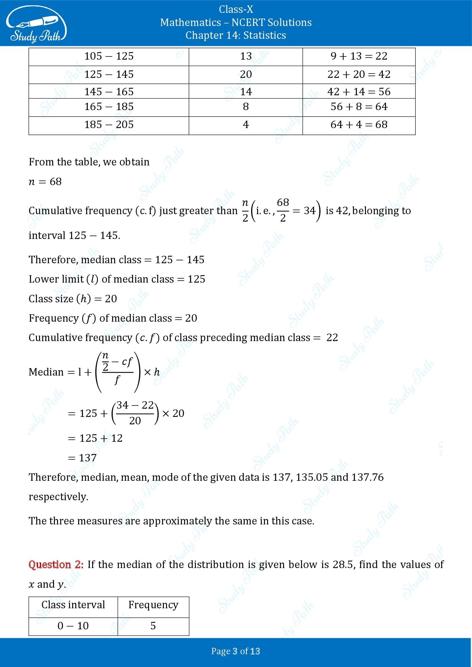 NCERT Solutions for Class 10 Maths Chapter 14 Statistics Exercise 14.3 00003