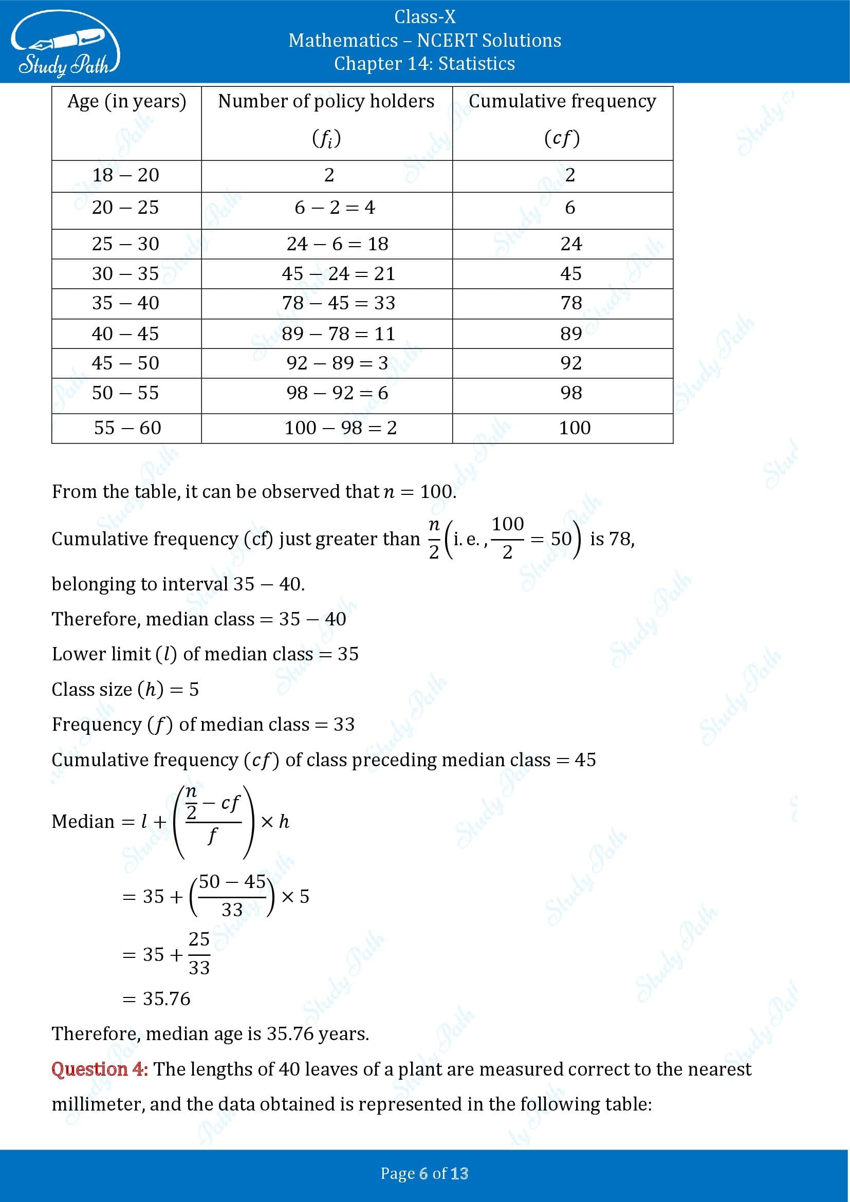 NCERT Solutions for Class 10 Maths Chapter 14 Statistics Exercise 14.3 00006