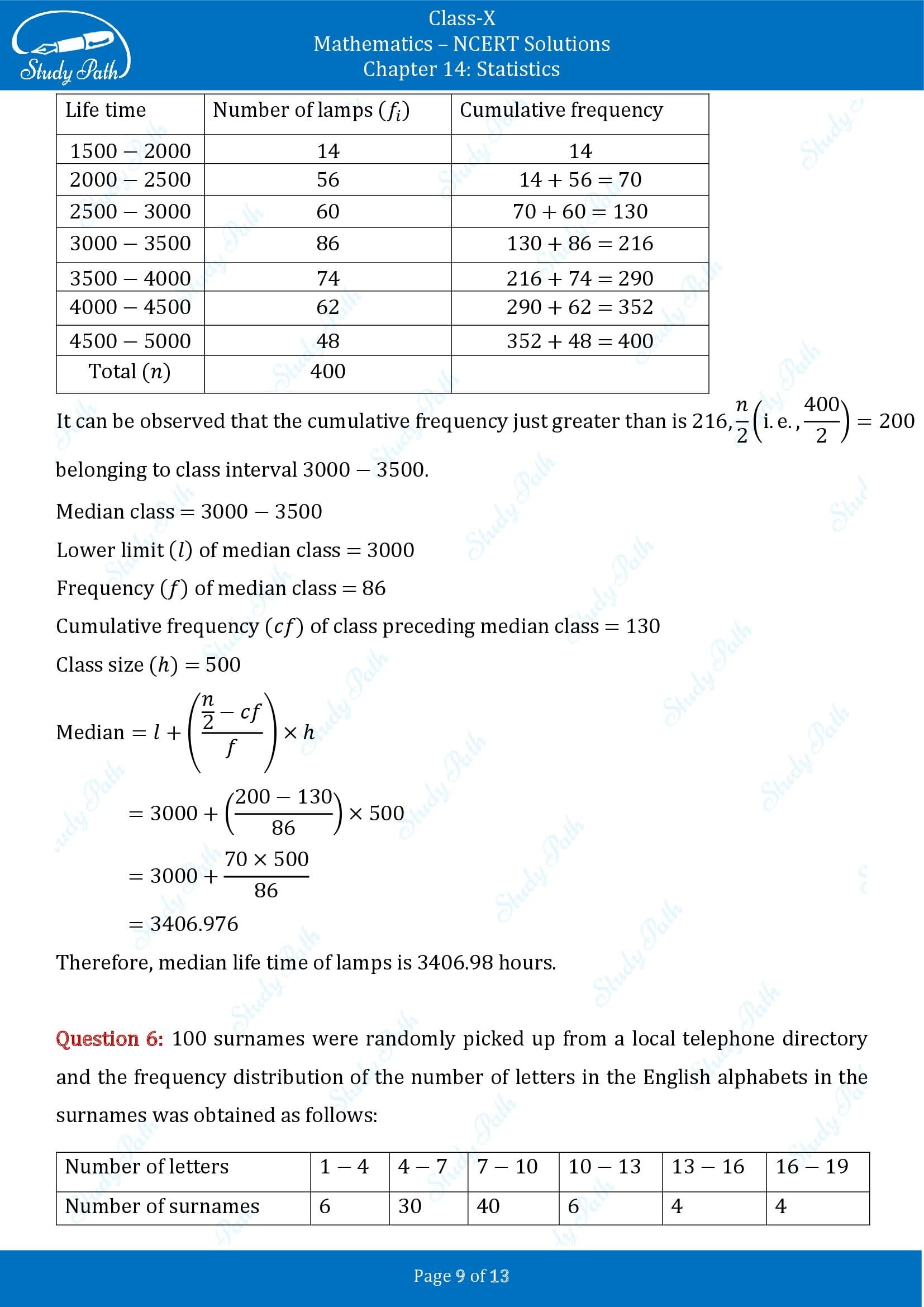 NCERT Solutions for Class 10 Maths Chapter 14 Statistics Exercise 14.3 00009