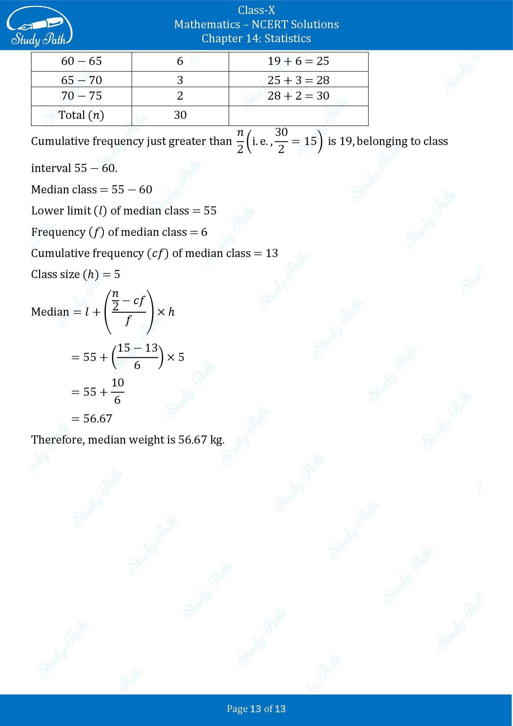 NCERT Solutions for Class 10 Maths Chapter 14 Statistics Exercise 14.3 00013
