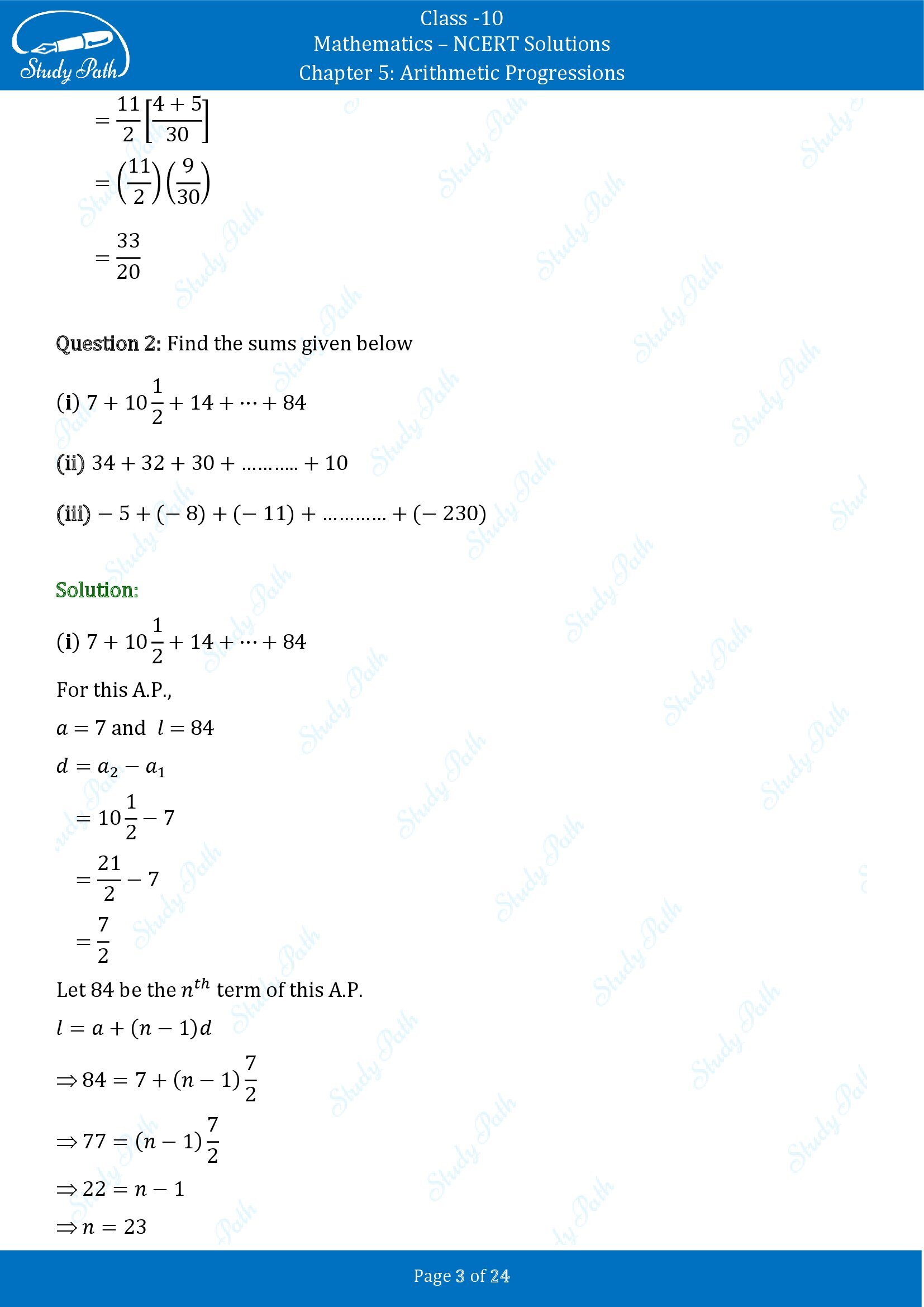 NCERT Solutions for Class 10 Maths Chapter 5 Arithmetic Progressions Exercise 5.3 00003