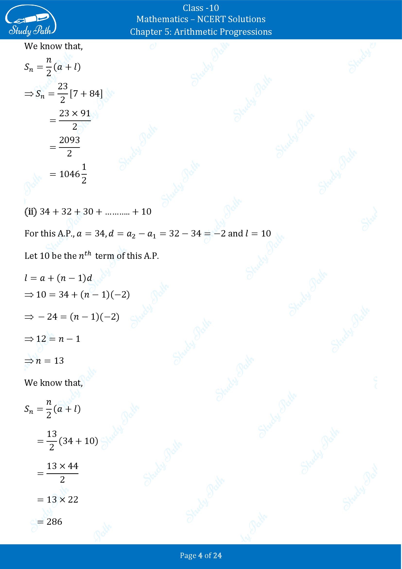 NCERT Solutions for Class 10 Maths Chapter 5 Arithmetic Progressions Exercise 5.3 00004