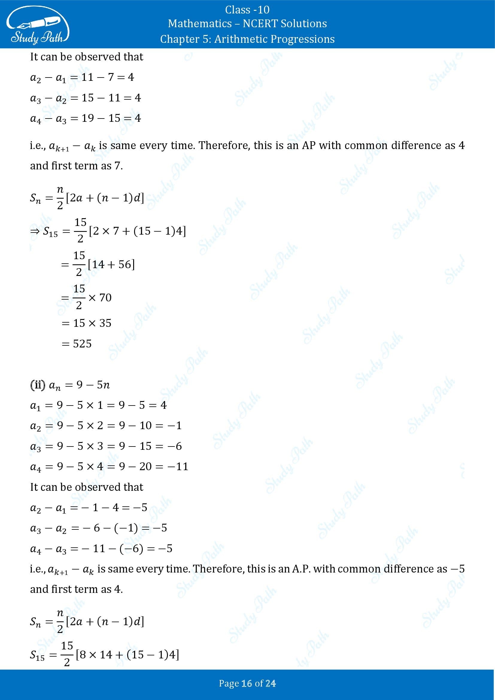 NCERT Solutions for Class 10 Maths Chapter 5 Arithmetic Progressions Exercise 5.3 00016