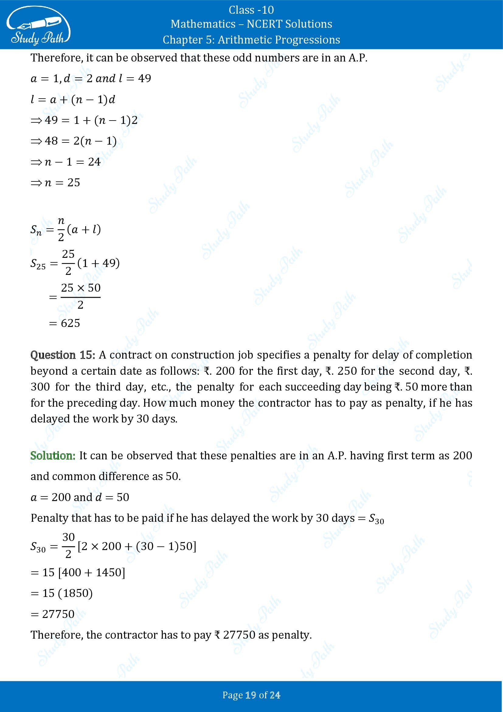 NCERT Solutions for Class 10 Maths Chapter 5 Arithmetic Progressions Exercise 5.3 00019