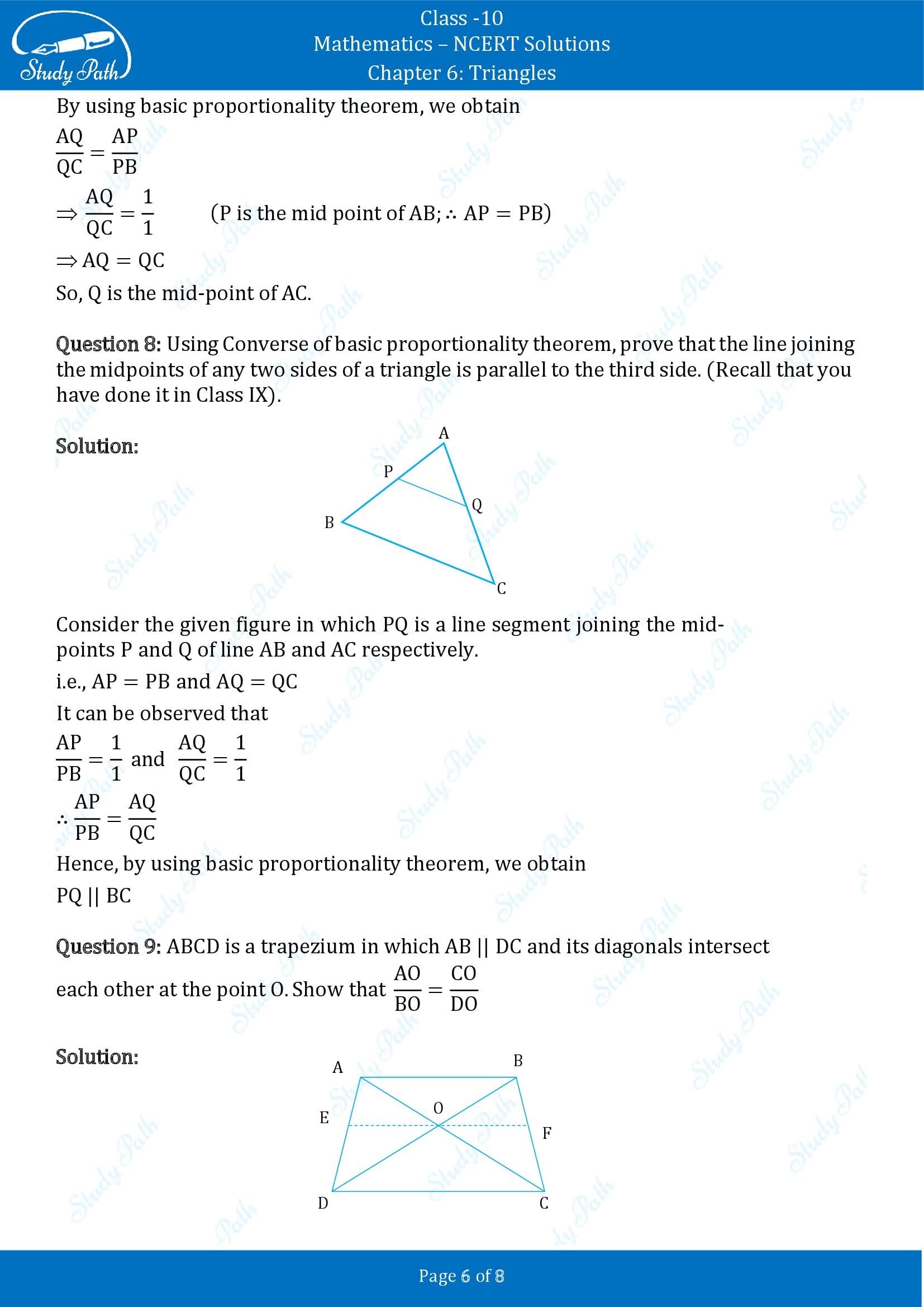 NCERT Solutions for Class 10 Maths Chapter 6 Triangles Exercise 6.2 00006
