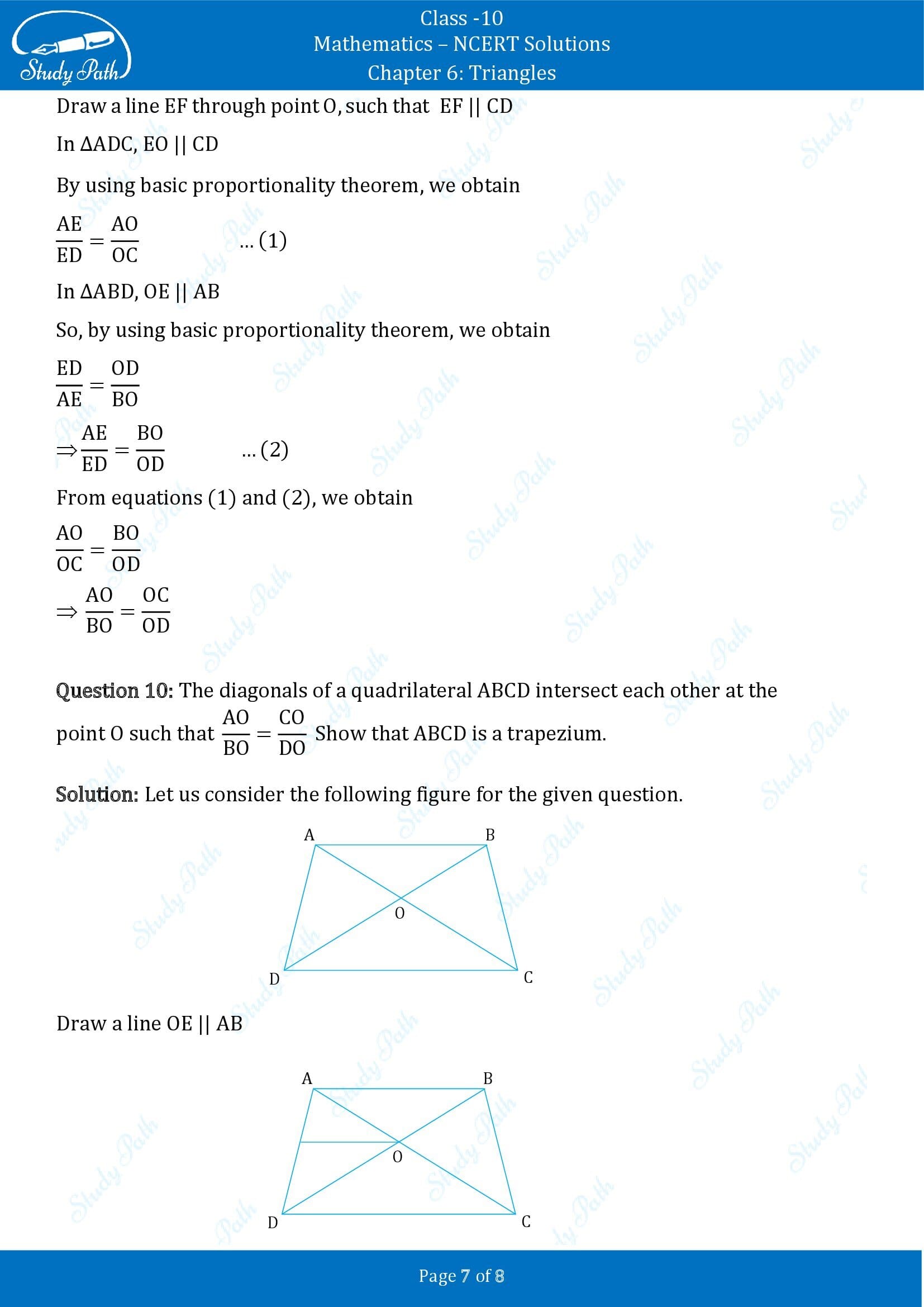 NCERT Solutions for Class 10 Maths Chapter 6 Triangles Exercise 6.2 00007