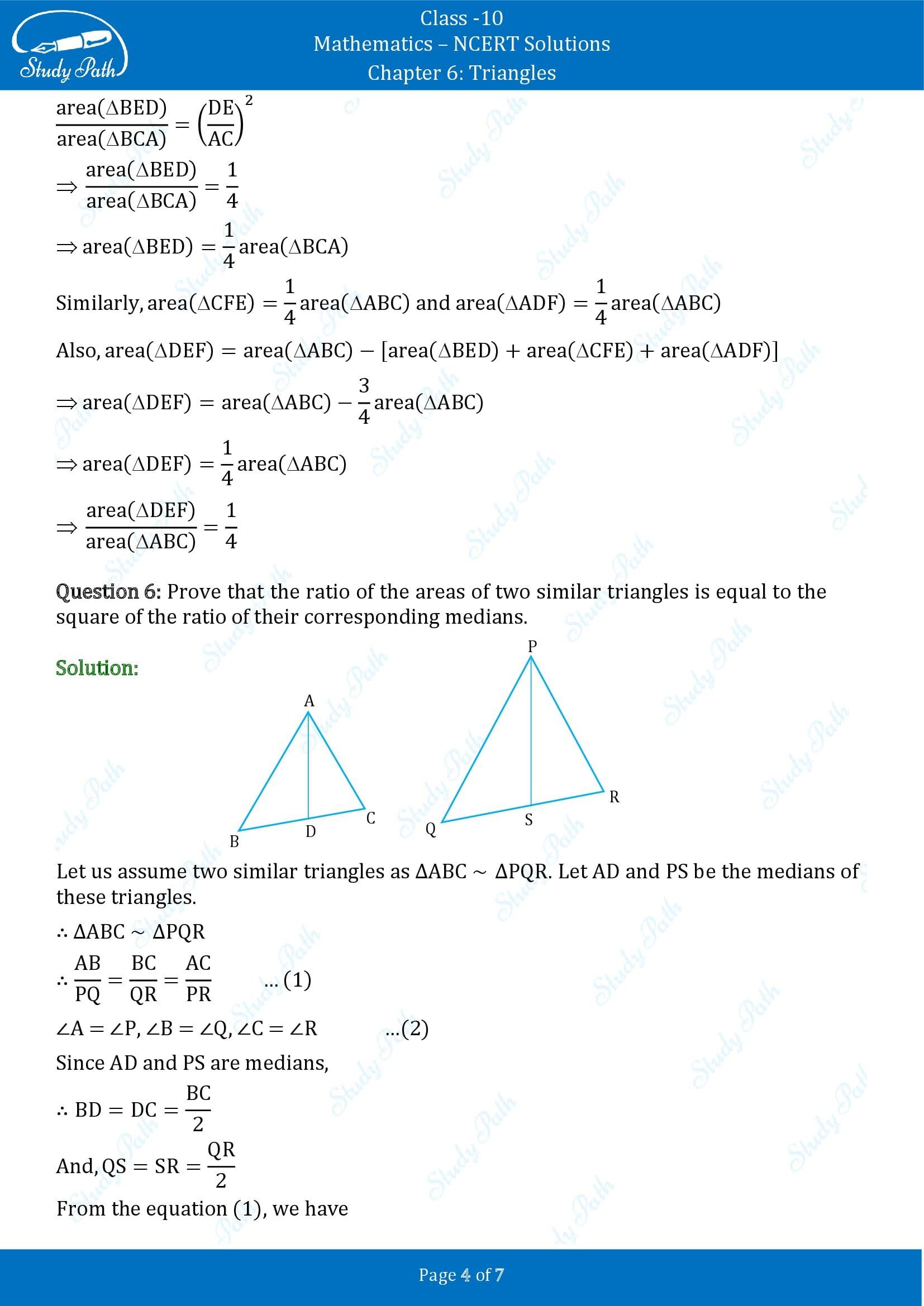 NCERT Solutions for Class 10 Maths Chapter 6 Triangles Exercise 6.4 00004