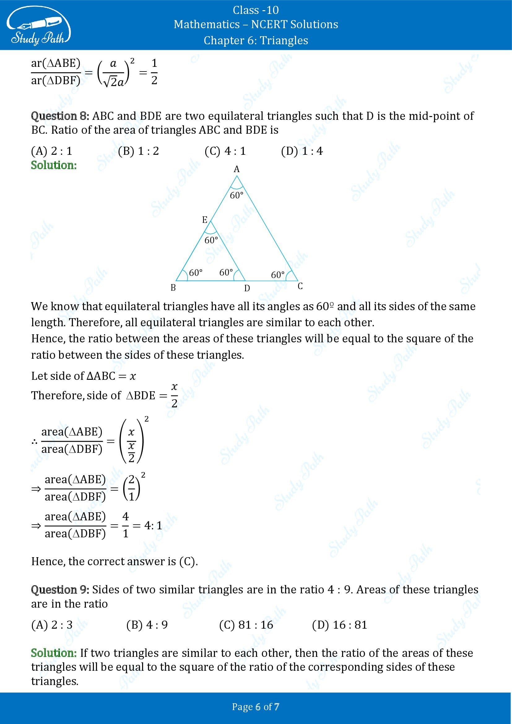 NCERT Solutions for Class 10 Maths Chapter 6 Triangles Exercise 6.4 00006
