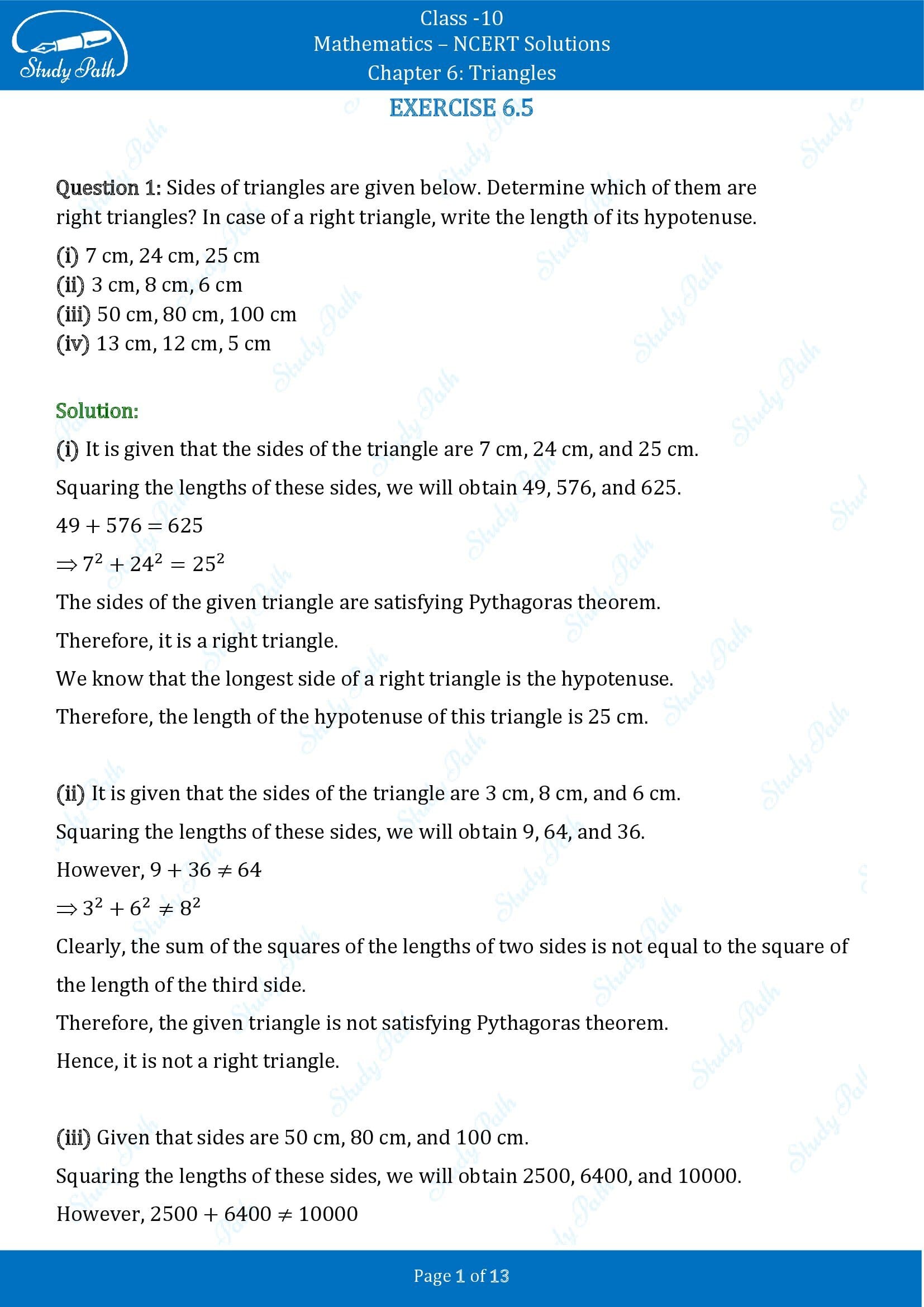 NCERT Solutions for Class 10 Maths Chapter 6 Triangles Exercise 6.5 00001