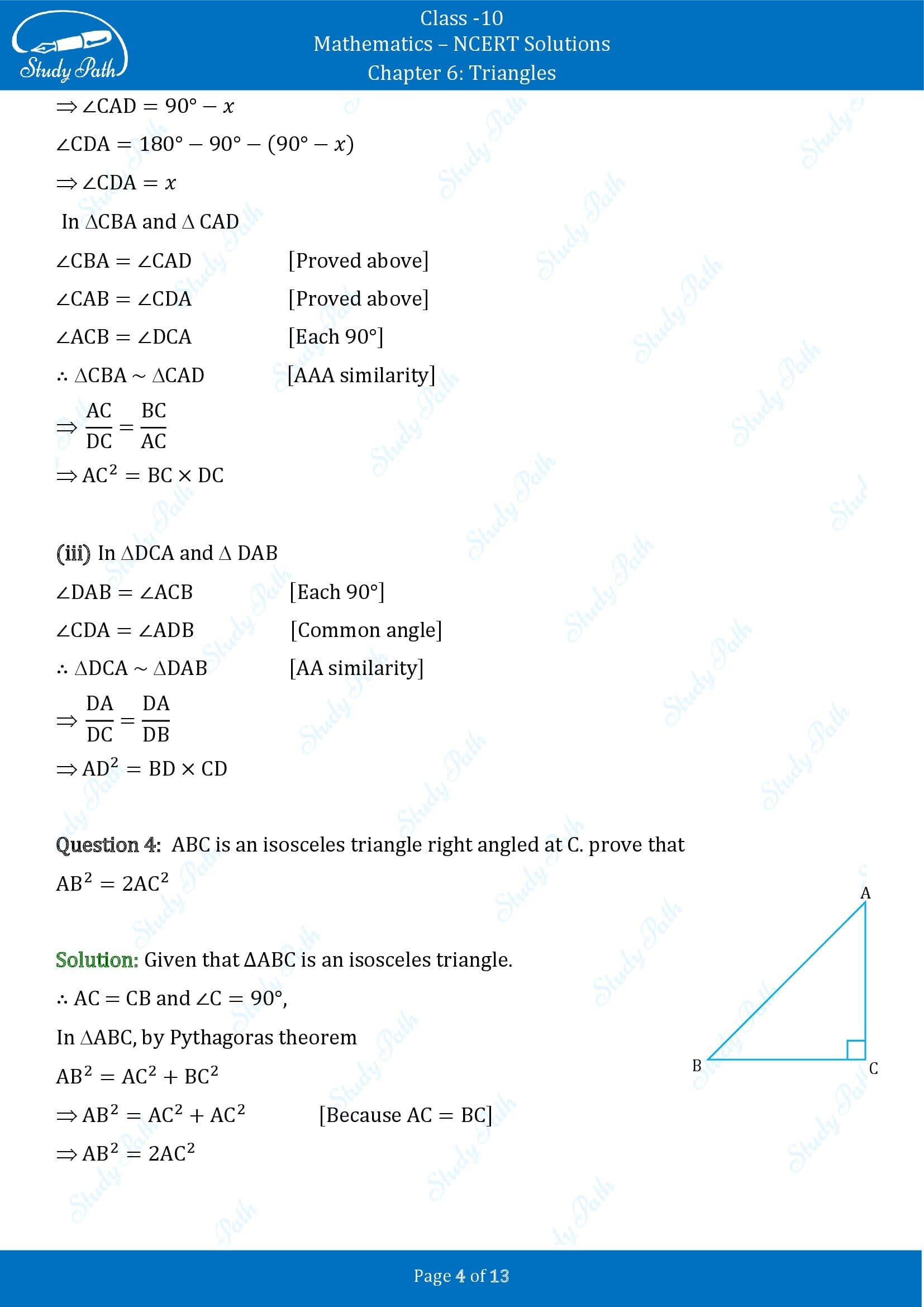 NCERT Solutions for Class 10 Maths Chapter 6 Triangles Exercise 6.5 00004