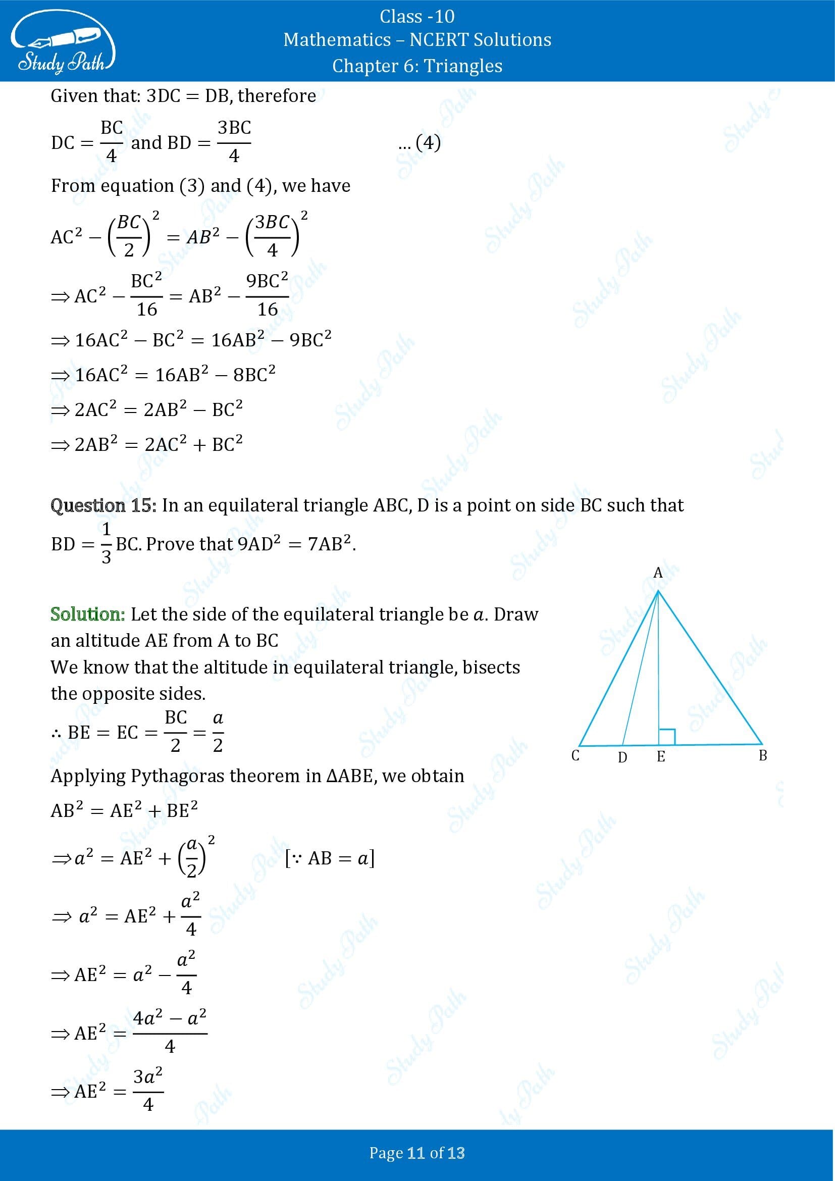 NCERT Solutions for Class 10 Maths Chapter 6 Triangles Exercise 6.5 00011