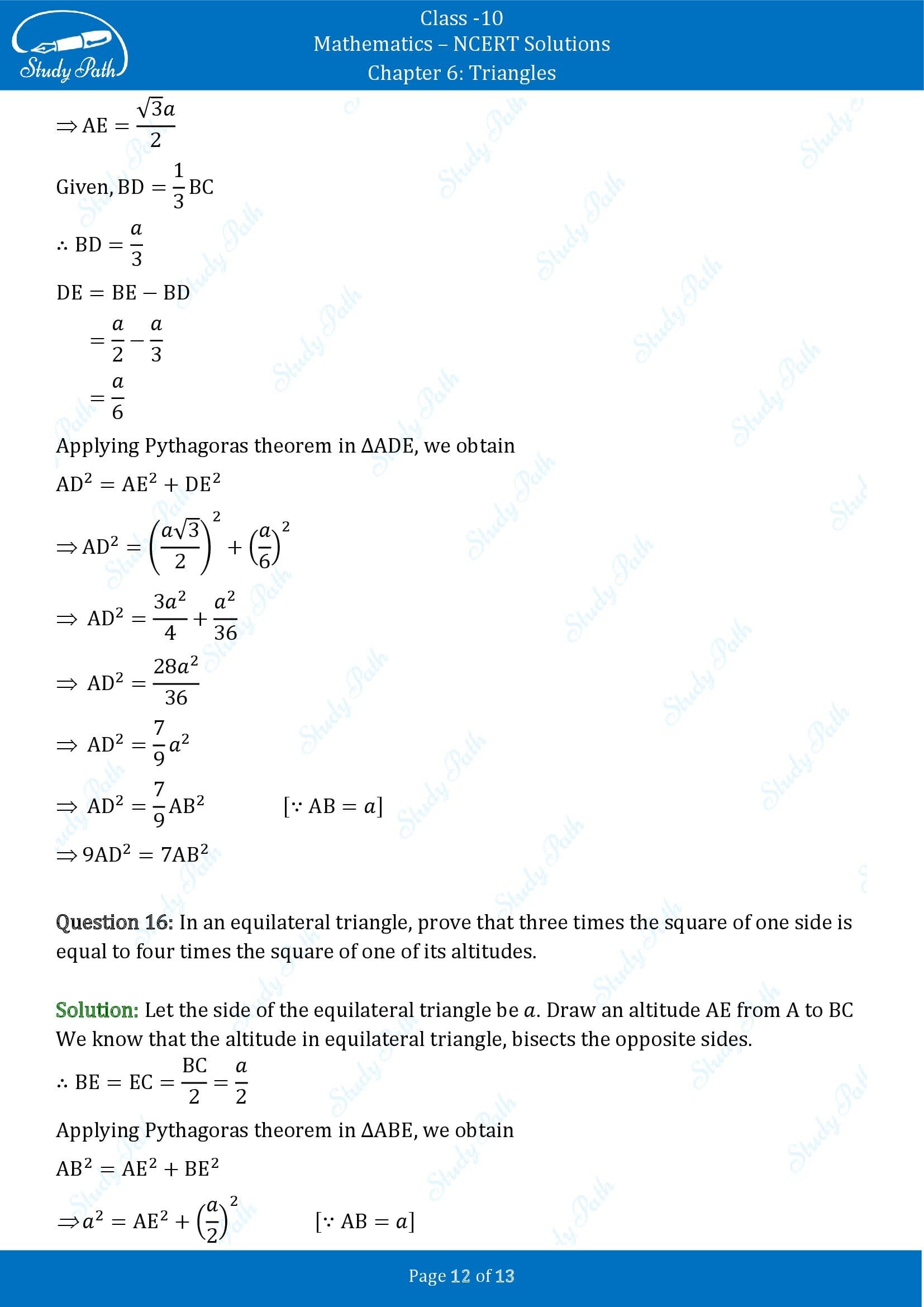 NCERT Solutions for Class 10 Maths Chapter 6 Triangles Exercise 6.5 00012