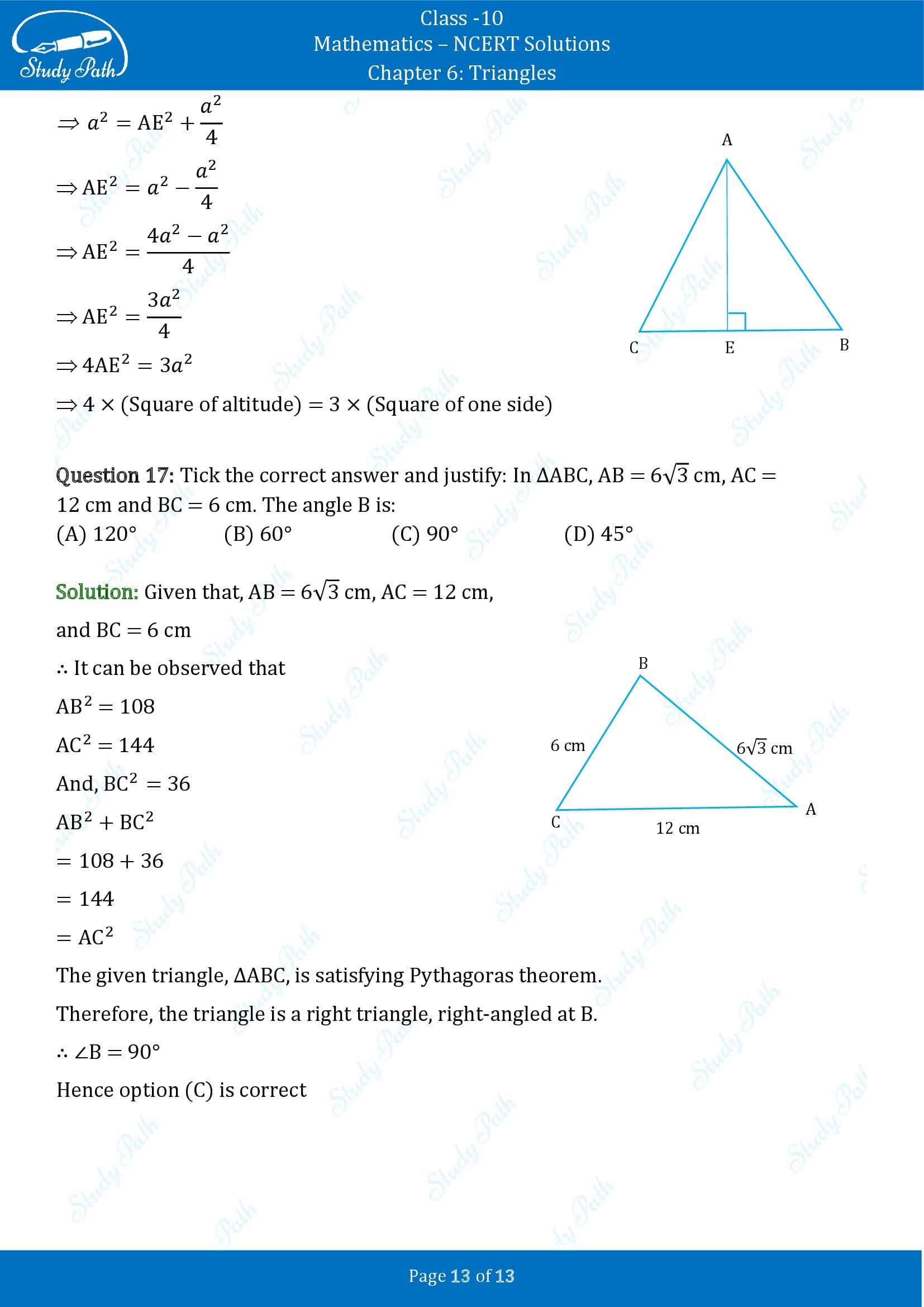NCERT Solutions for Class 10 Maths Chapter 6 Triangles Exercise 6.5 00013