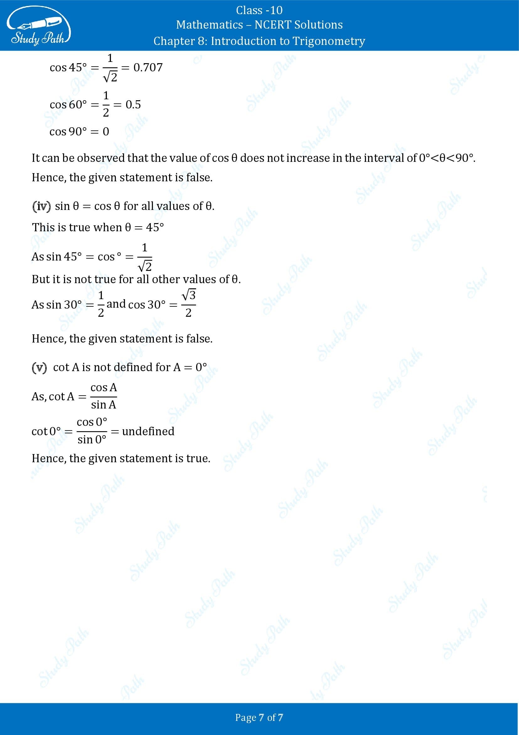 NCERT Solutions for Class 10 Maths Chapter 8 Introduction to Trigonometry Exercise 8.2 00007
