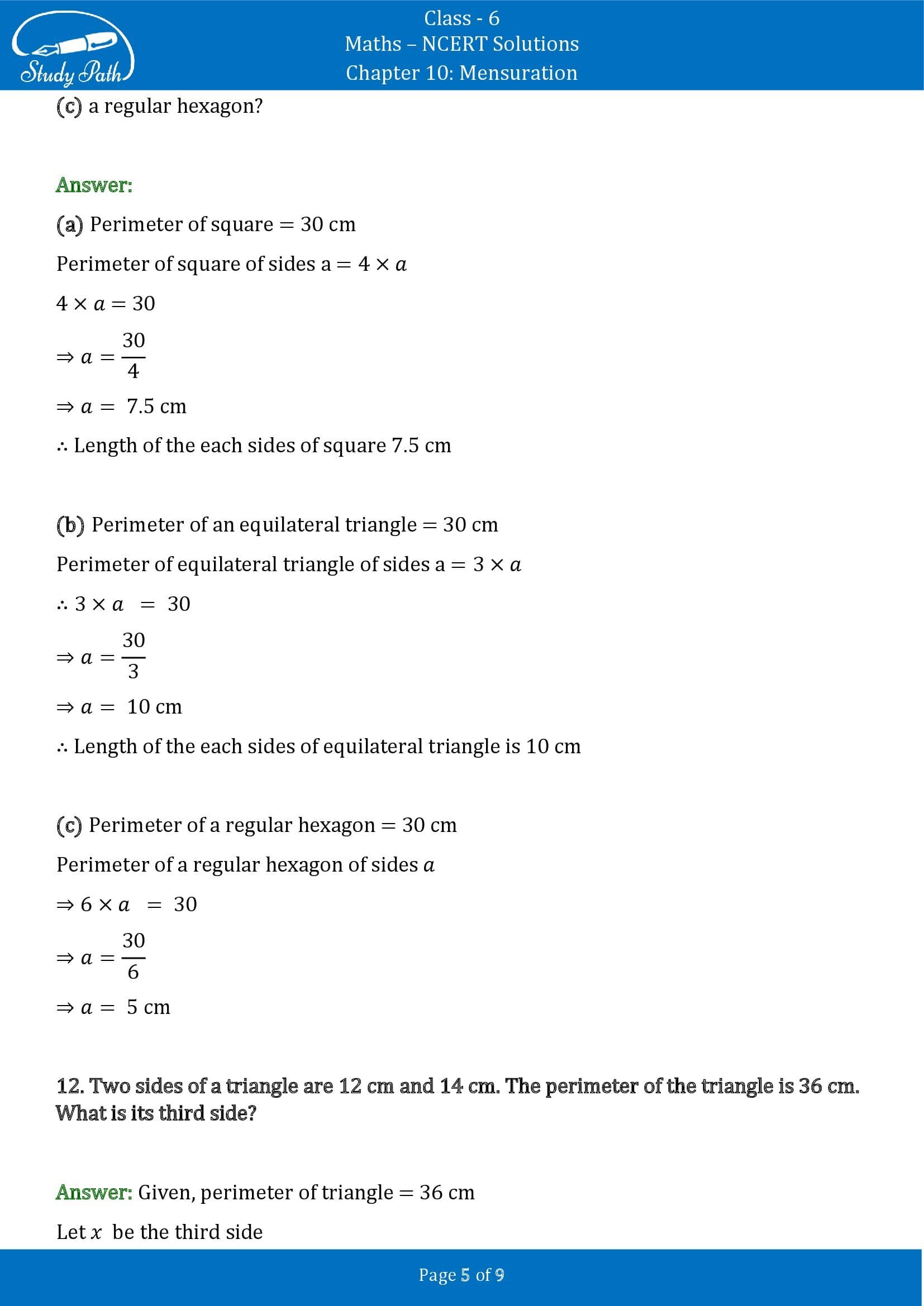 NCERT Solutions for Class 6 Maths Chapter 10 Mensuration Exercise 10.1 00005