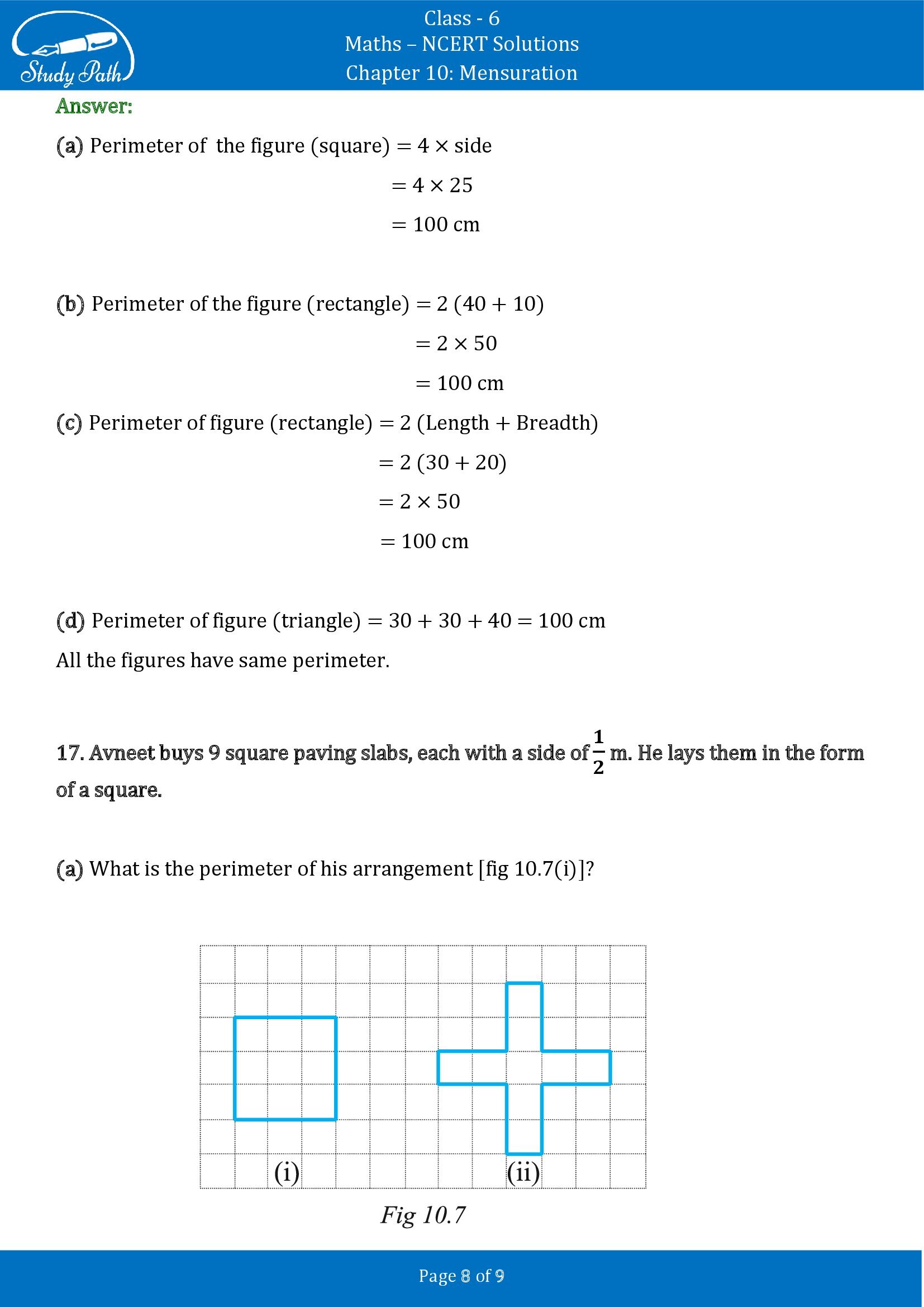 NCERT Solutions for Class 6 Maths Chapter 10 Mensuration Exercise 10.1 00008