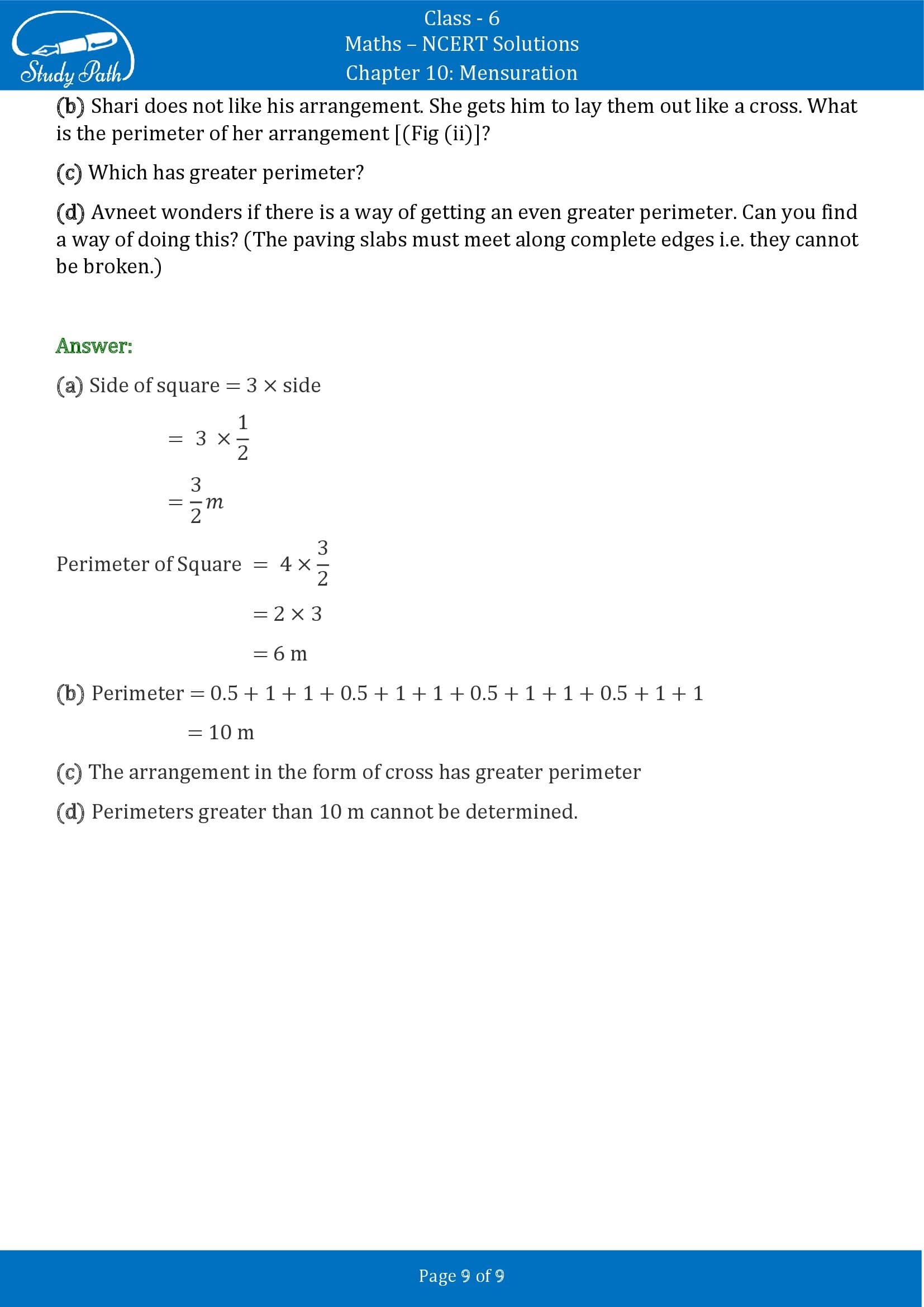NCERT Solutions for Class 6 Maths Chapter 10 Mensuration Exercise 10.1 00009