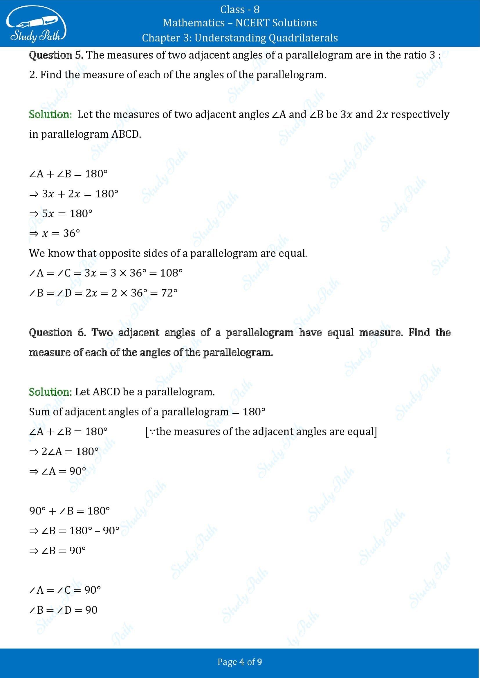 NCERT Solutions for Class 8 Maths Chapter 3 Understanding Quadrilaterals Exercise 3.3 00004