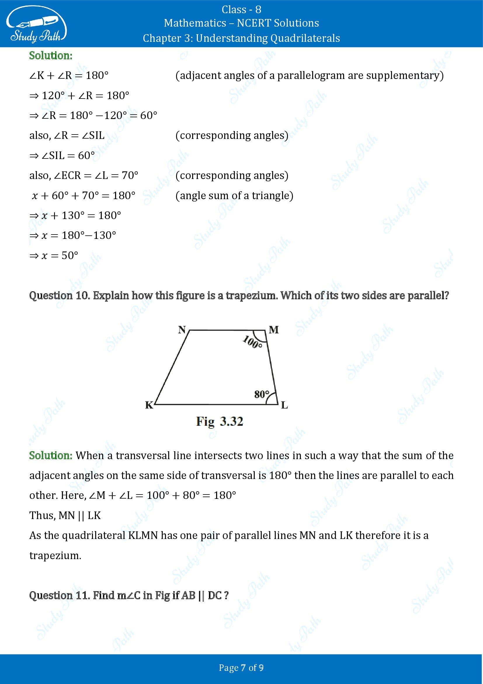 NCERT Solutions for Class 8 Maths Chapter 3 Understanding Quadrilaterals Exercise 3.3 00007