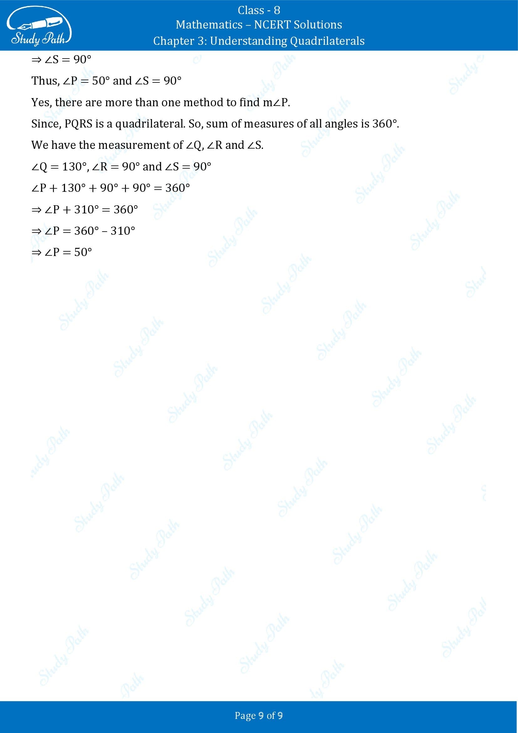 NCERT Solutions for Class 8 Maths Chapter 3 Understanding Quadrilaterals Exercise 3.3 00009