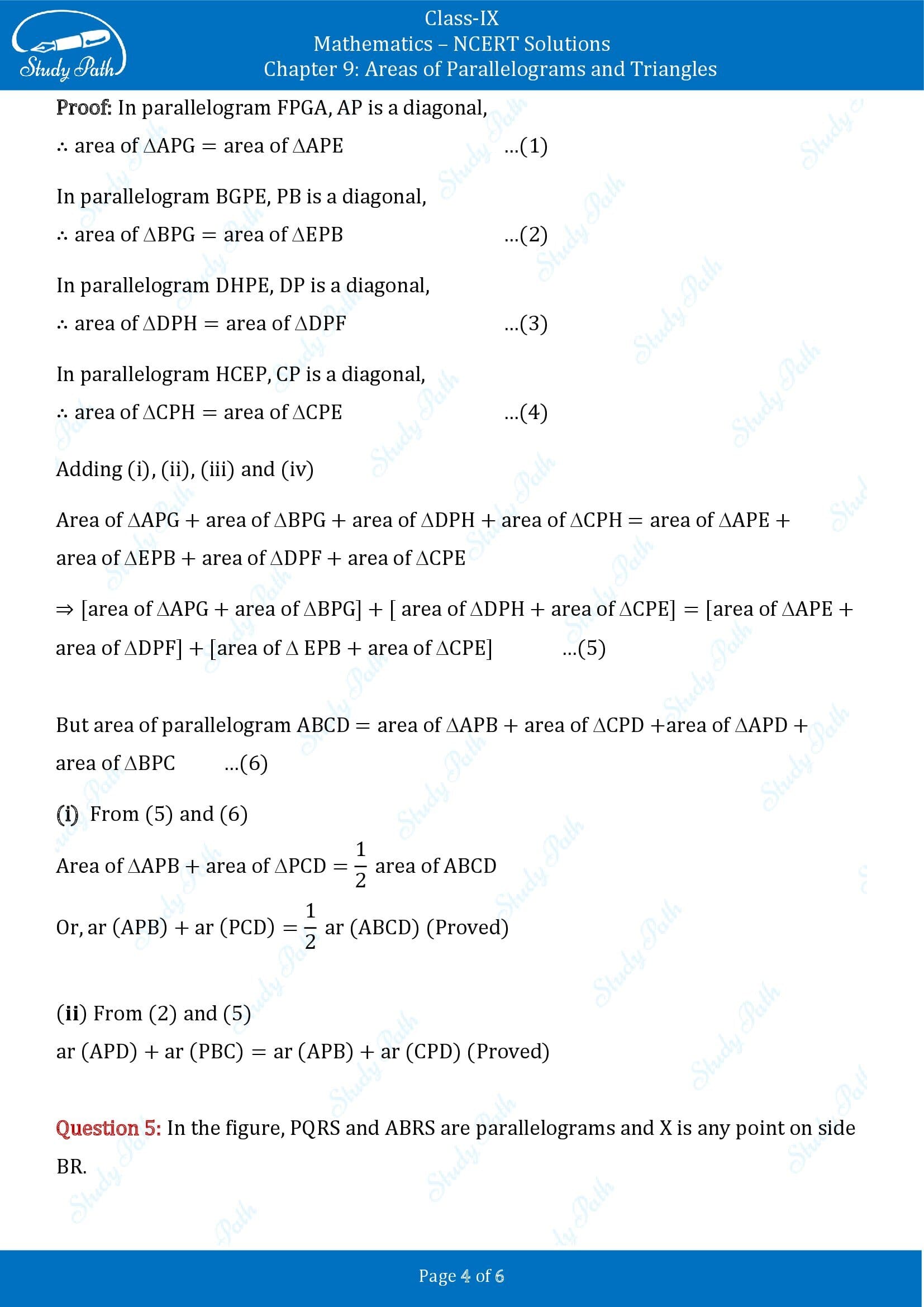 NCERT Solutions for Class 9 Maths Chapter 9 Areas of Parallelograms and Triangles Exercise 9.2 00004