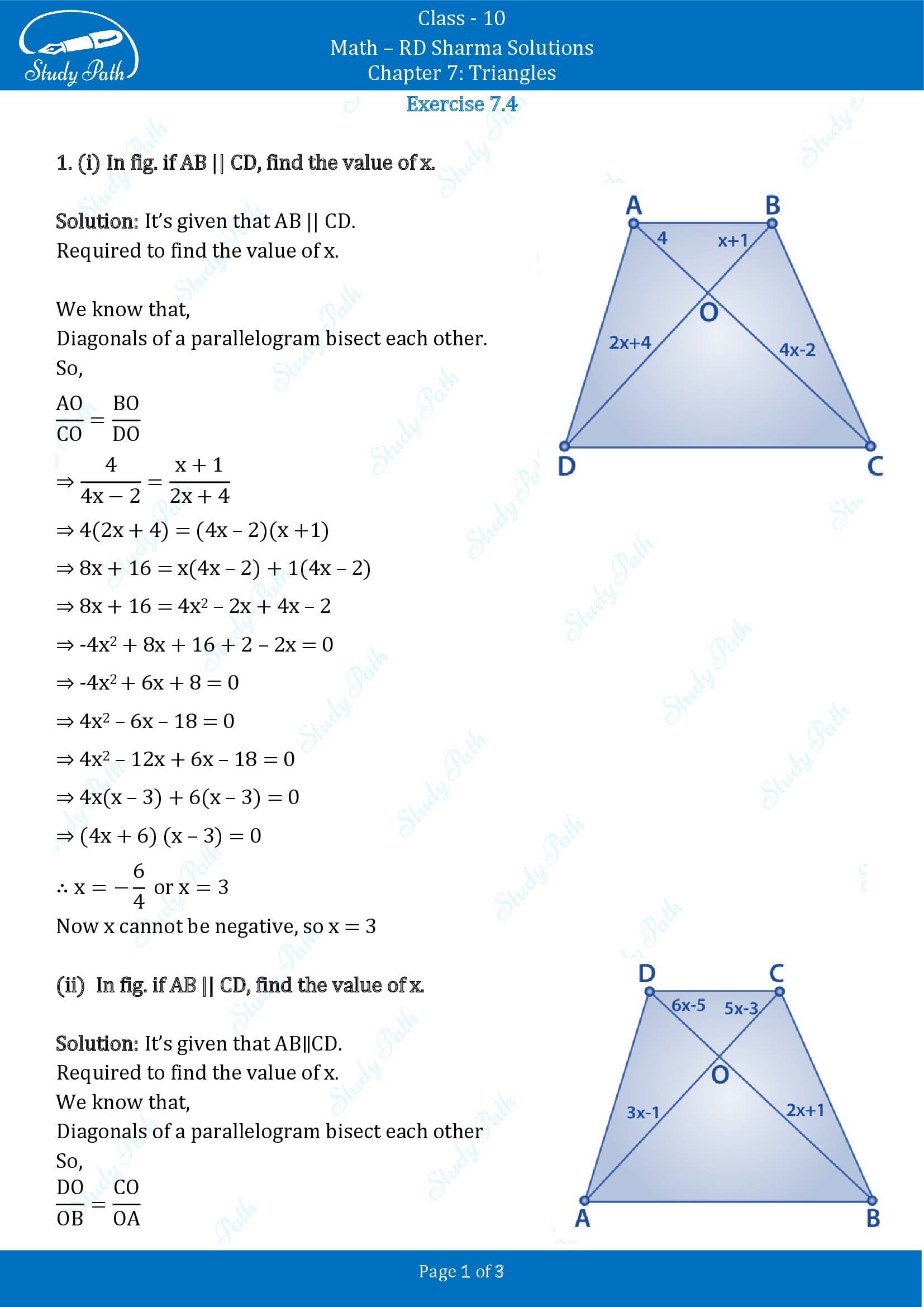 RD Sharma Solutions Class 10 Chapter 7 Triangles Exercise 7.4 00001
