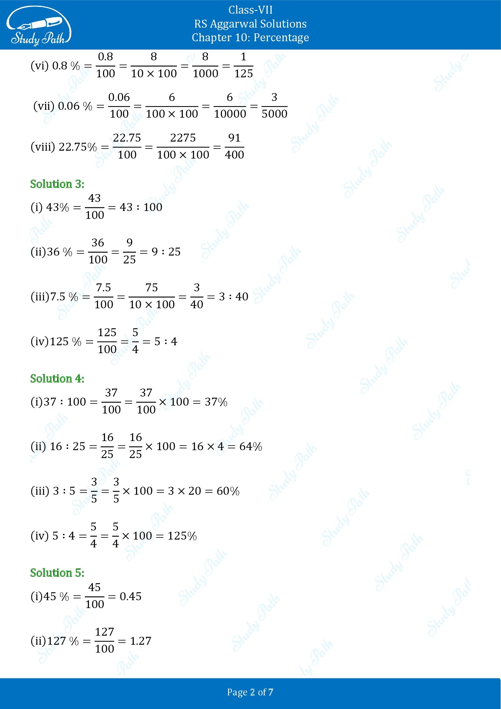 RS Aggarwal Solutions Class 7 Chapter 10 Percentage Exercise 10A 00002