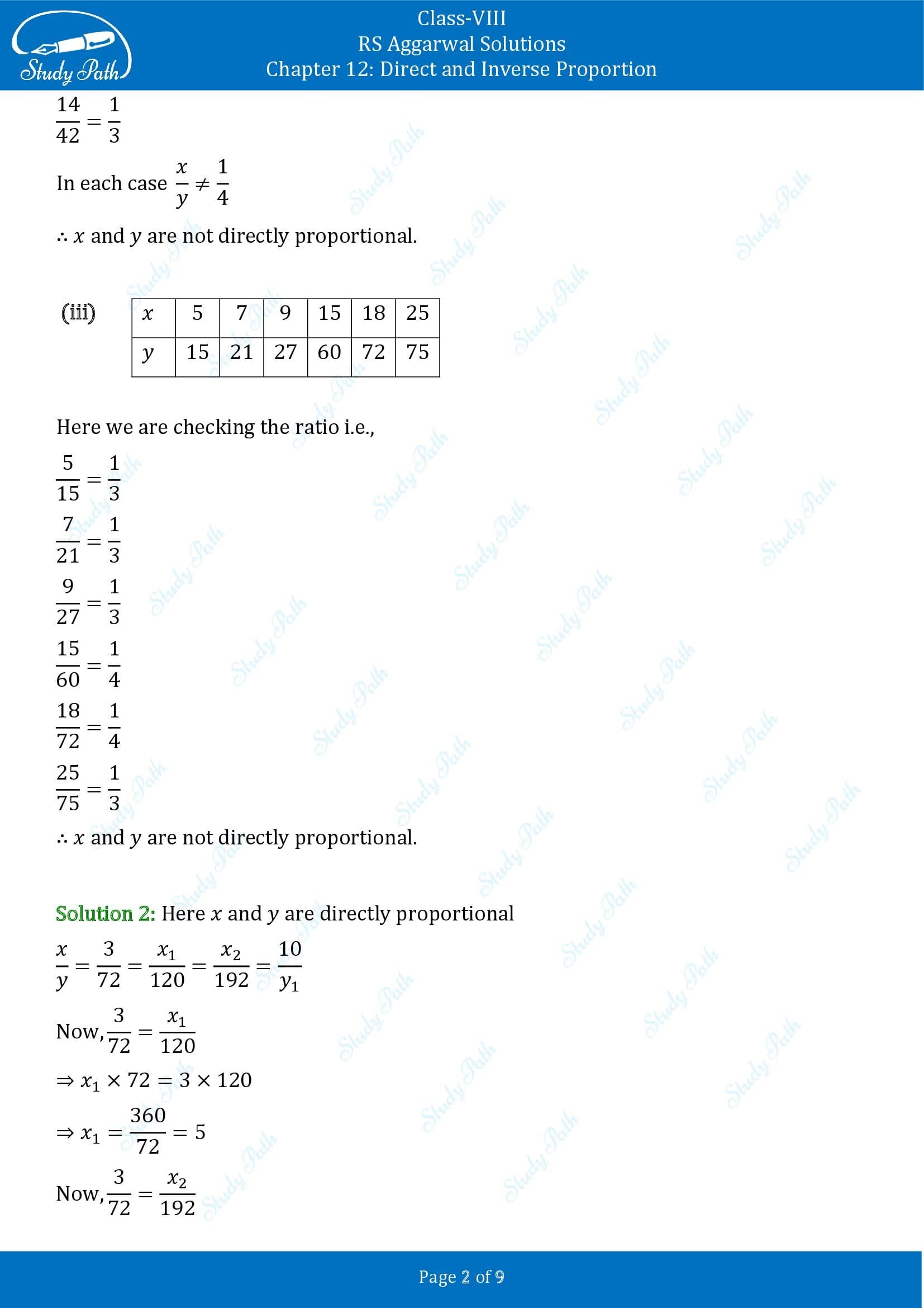 RS Aggarwal Solutions Class 8 Chapter 12 Direct and Inverse Proportion Exercise 12A 00002