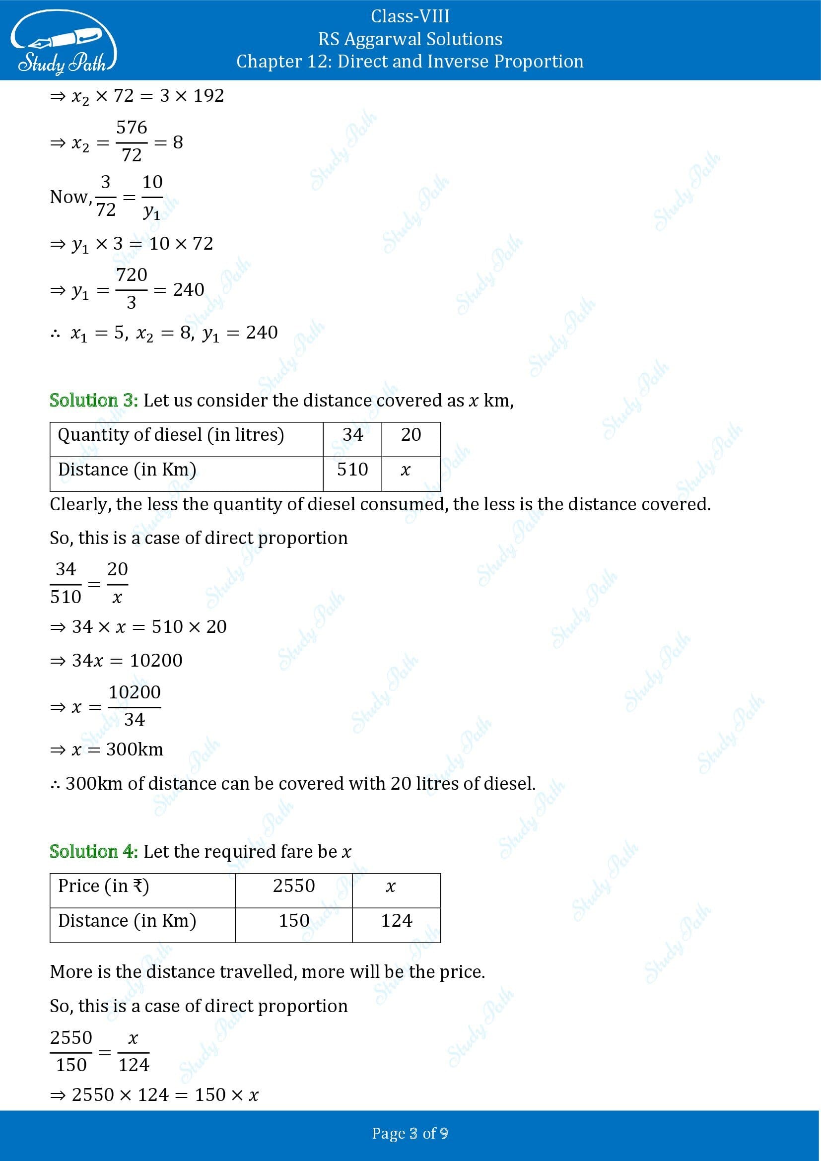 RS Aggarwal Solutions Class 8 Chapter 12 Direct and Inverse Proportion Exercise 12A 00003