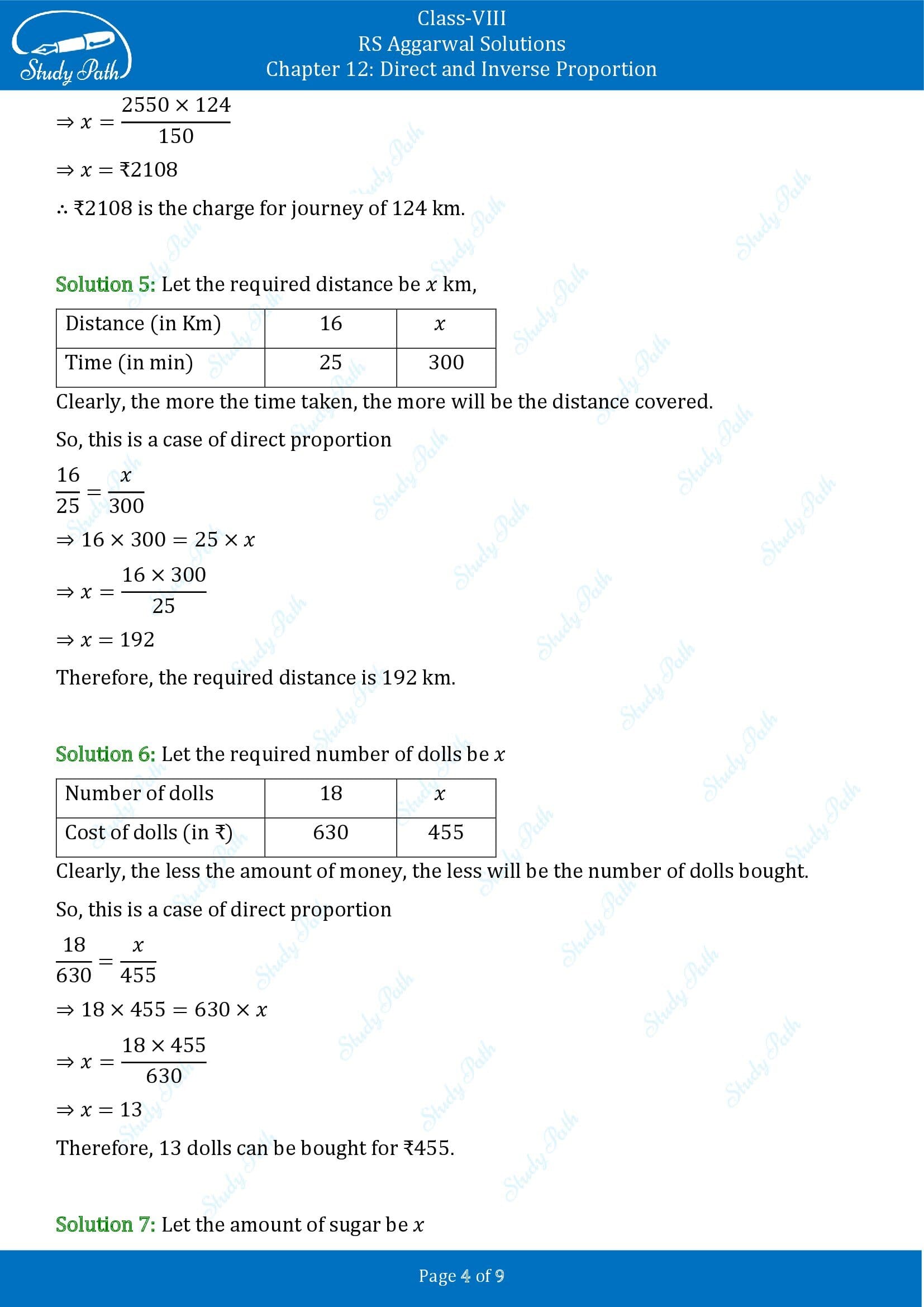 RS Aggarwal Solutions Class 8 Chapter 12 Direct and Inverse Proportion Exercise 12A 00004