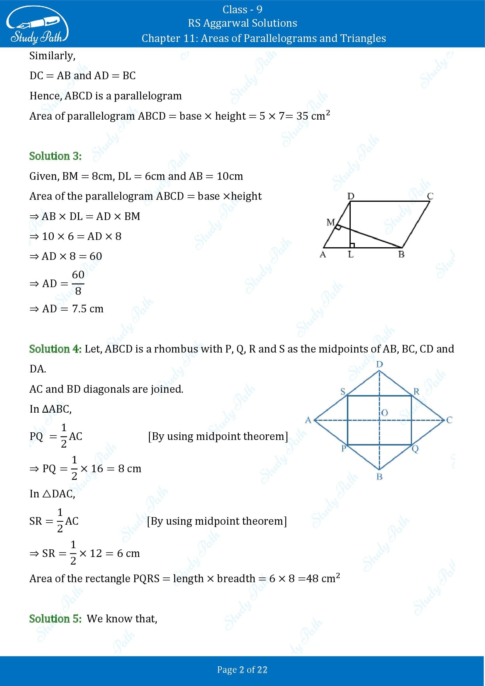 RS Aggarwal Solutions Class 9 Chapter 11 Areas of Parallelograms and Triangles Exercise 11 00002