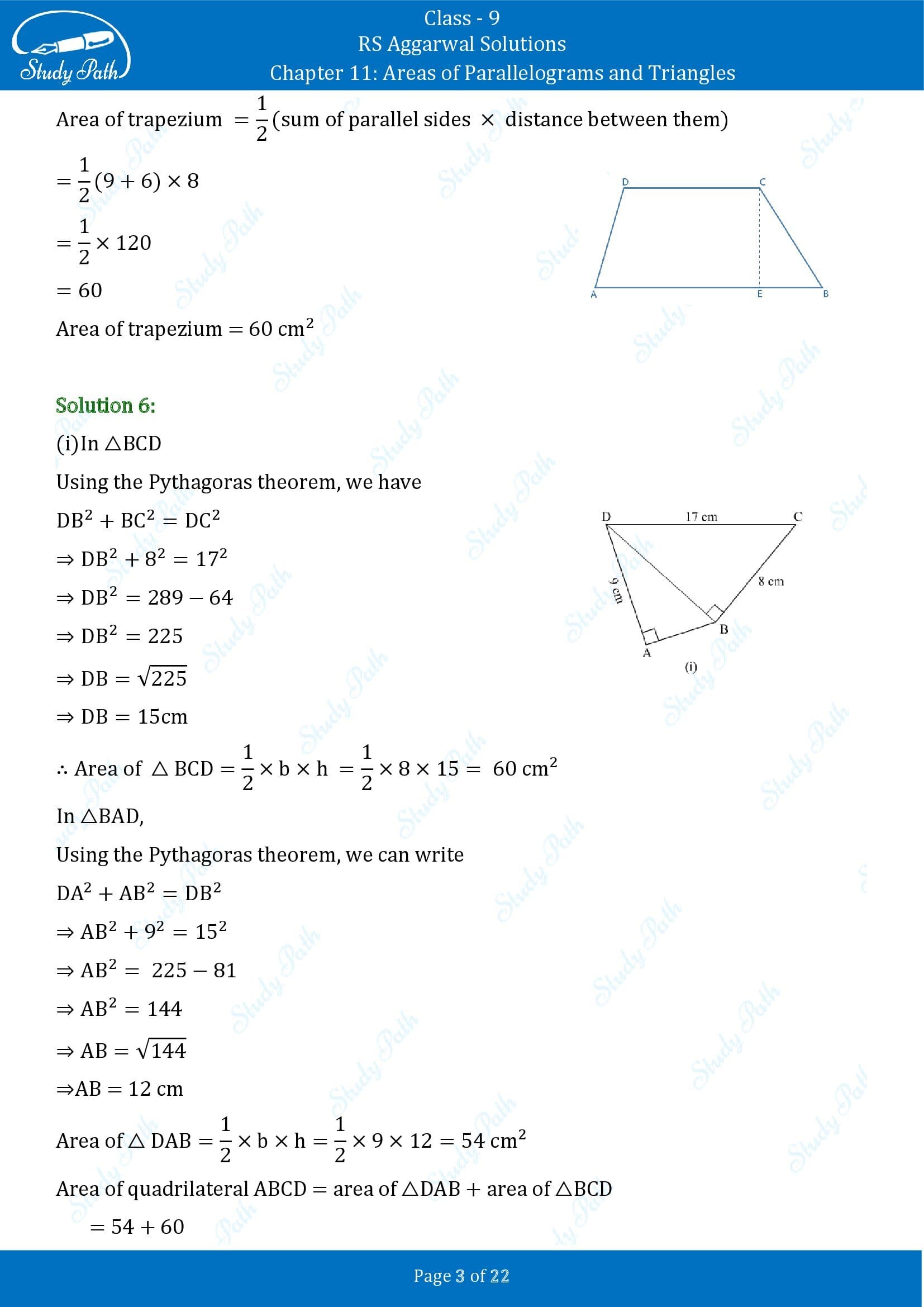 RS Aggarwal Solutions Class 9 Chapter 11 Areas of Parallelograms and Triangles Exercise 11 00003