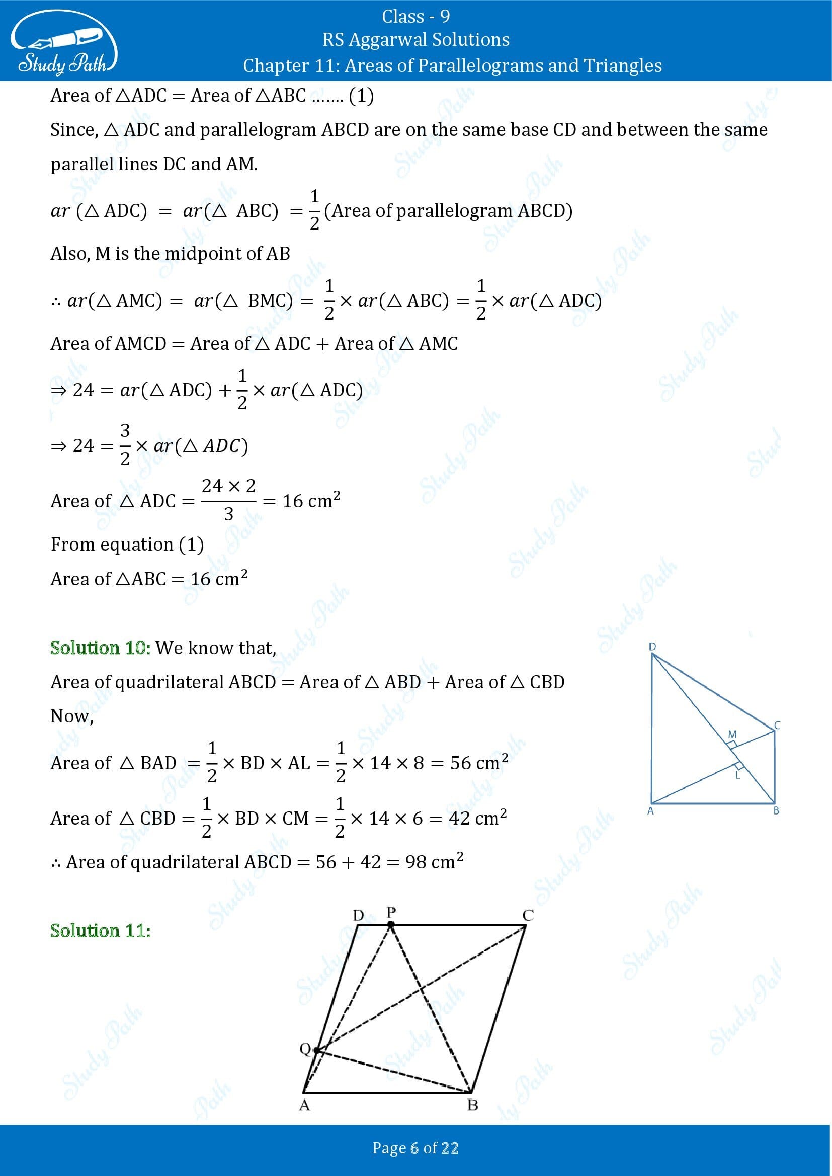 RS Aggarwal Solutions Class 9 Chapter 11 Areas of Parallelograms and Triangles Exercise 11 00006