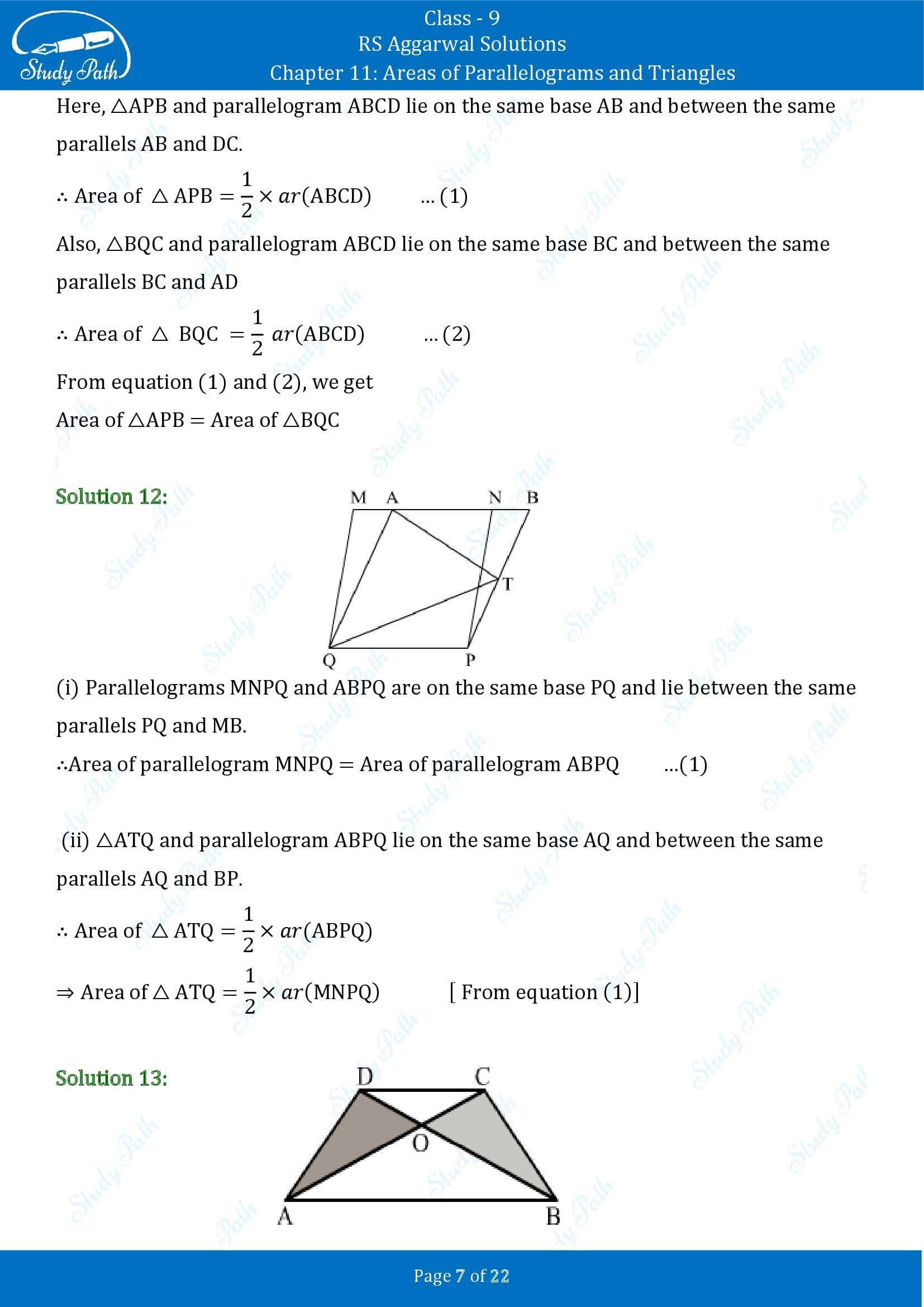 RS Aggarwal Solutions Class 9 Chapter 11 Areas of Parallelograms and Triangles Exercise 11 00007