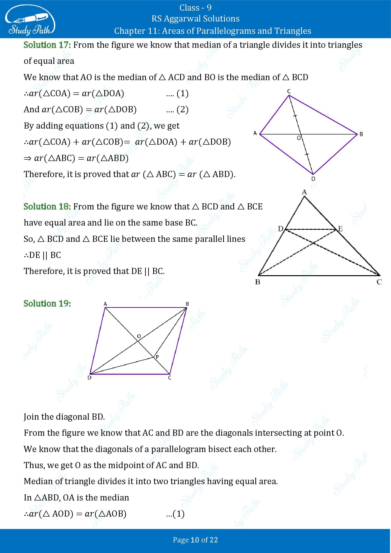 RS Aggarwal Solutions Class 9 Chapter 11 Areas of Parallelograms and Triangles Exercise 11 00010