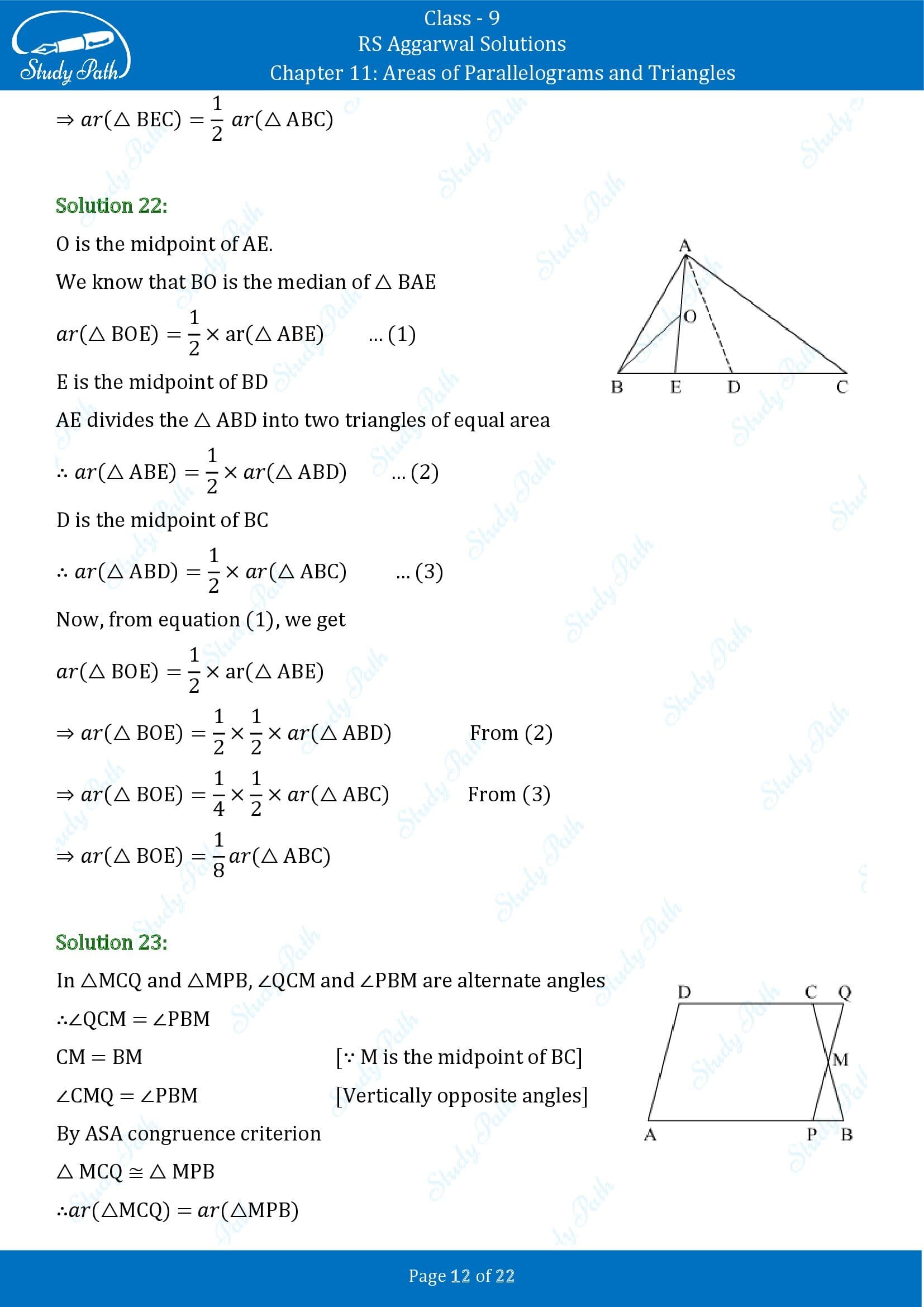 RS Aggarwal Solutions Class 9 Chapter 11 Areas of Parallelograms and Triangles Exercise 11 00012
