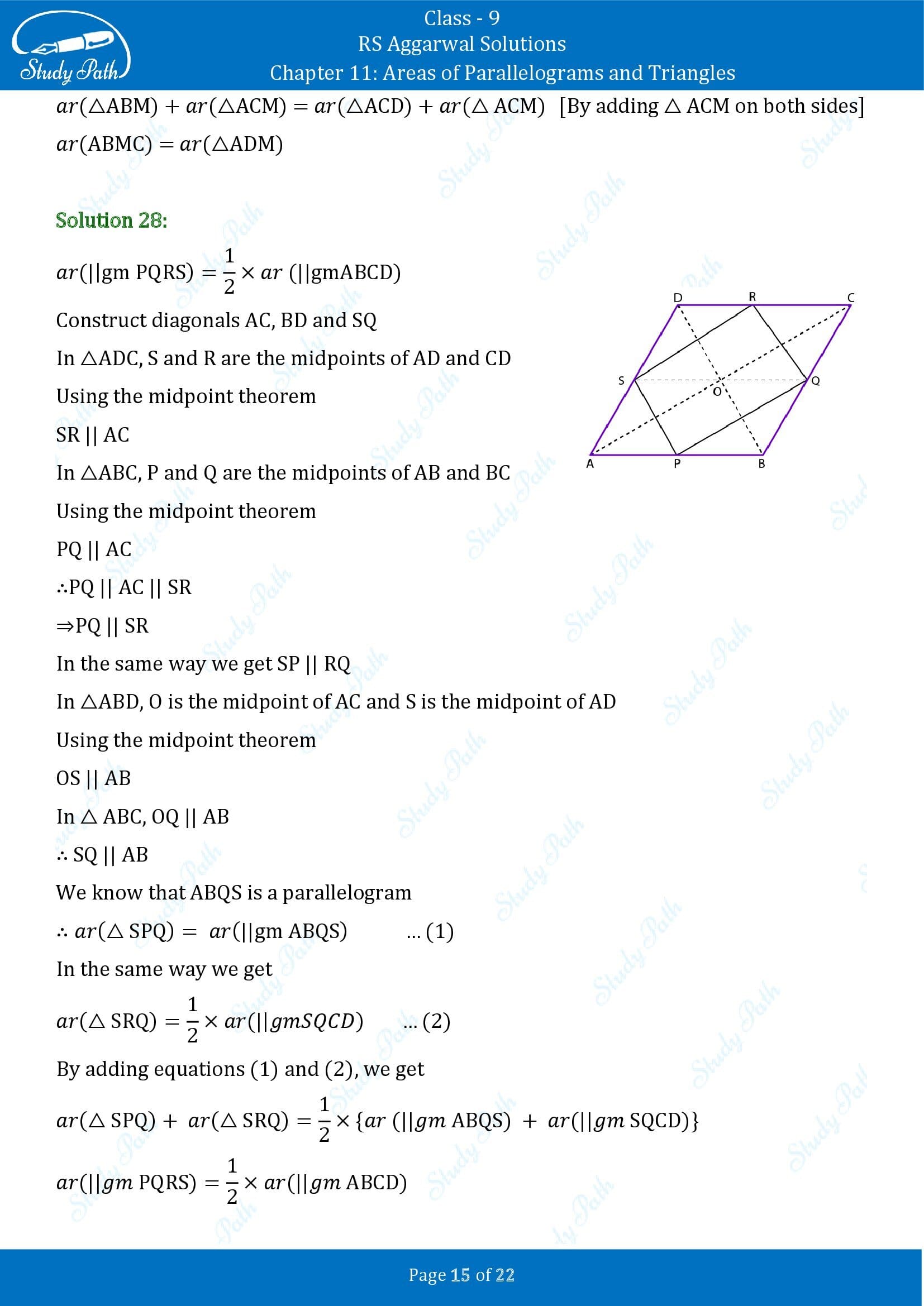 RS Aggarwal Solutions Class 9 Chapter 11 Areas of Parallelograms and Triangles Exercise 11 00015