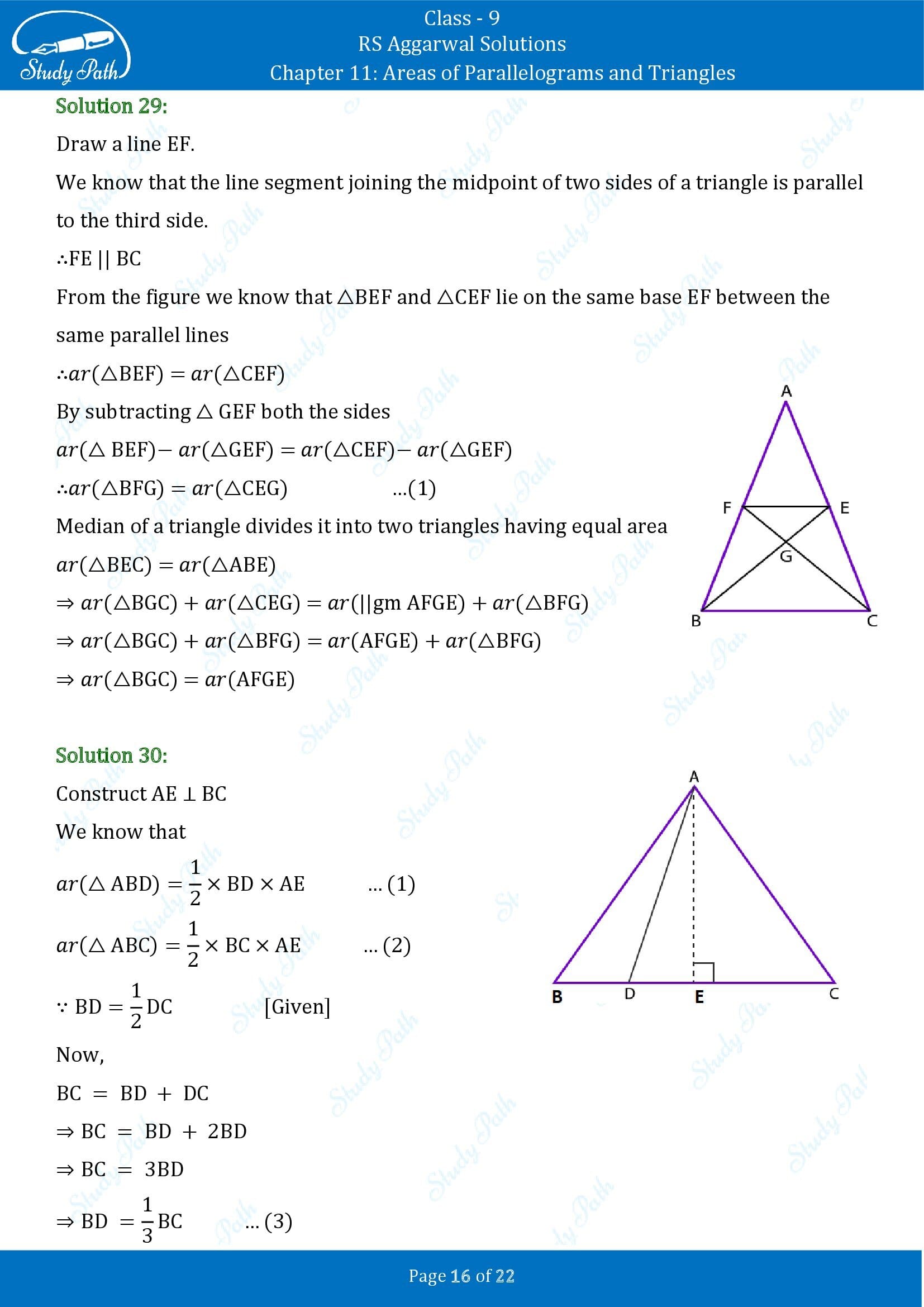 RS Aggarwal Solutions Class 9 Chapter 11 Areas of Parallelograms and Triangles Exercise 11 00016