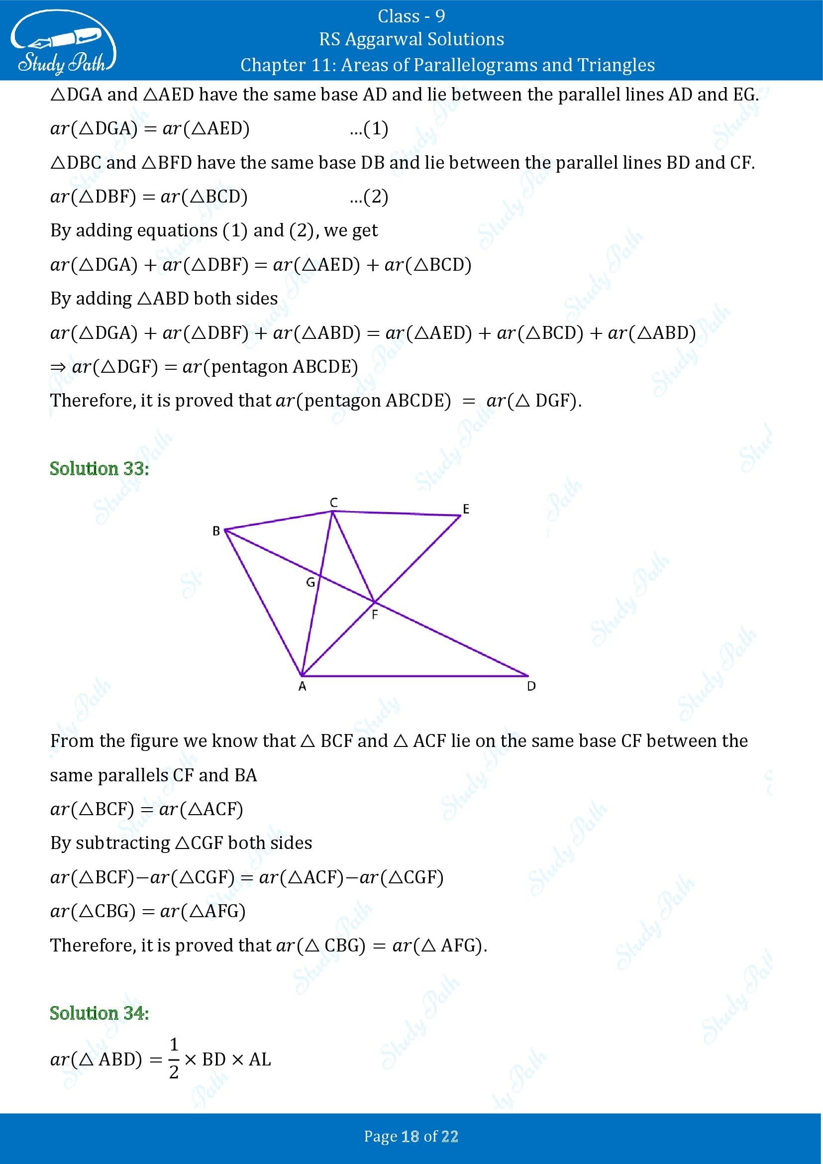 RS Aggarwal Solutions Class 9 Chapter 11 Areas of Parallelograms and Triangles Exercise 11 00018
