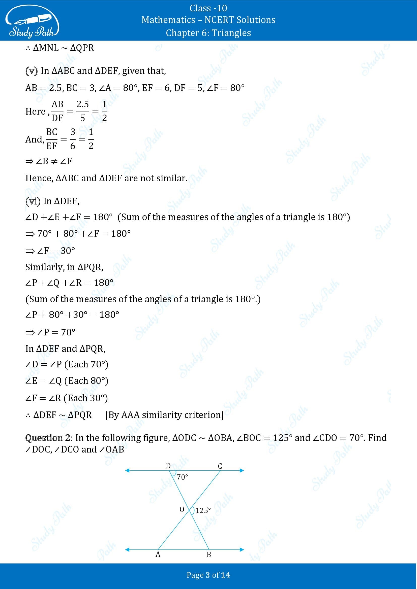 NCERT Solutions for Class 10 Maths Chapter 6 Triangles Exercise 6.3 00003
