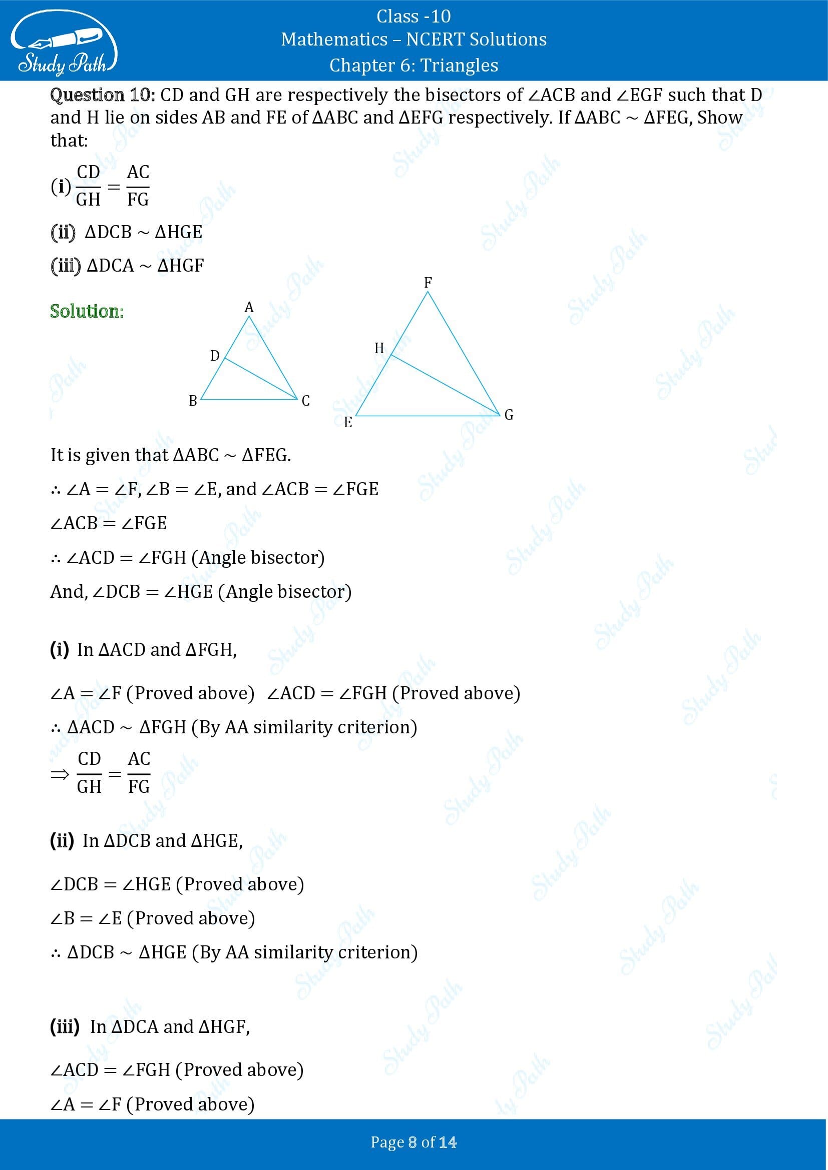 NCERT Solutions for Class 10 Maths Chapter 6 Triangles Exercise 6.3 00008