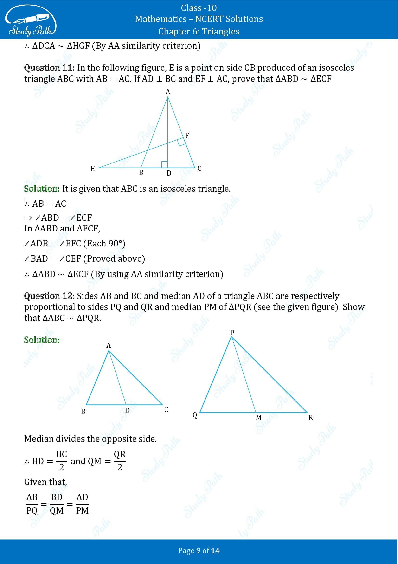 NCERT Solutions for Class 10 Maths Chapter 6 Triangles Exercise 6.3 00009