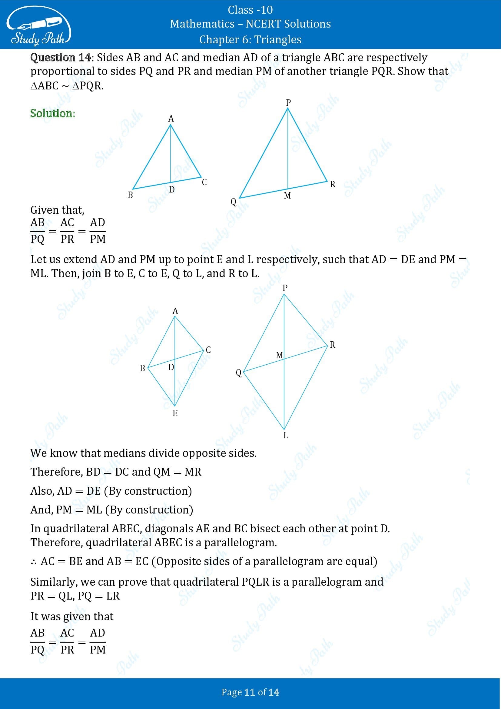NCERT Solutions for Class 10 Maths Chapter 6 Triangles Exercise 6.3 00011