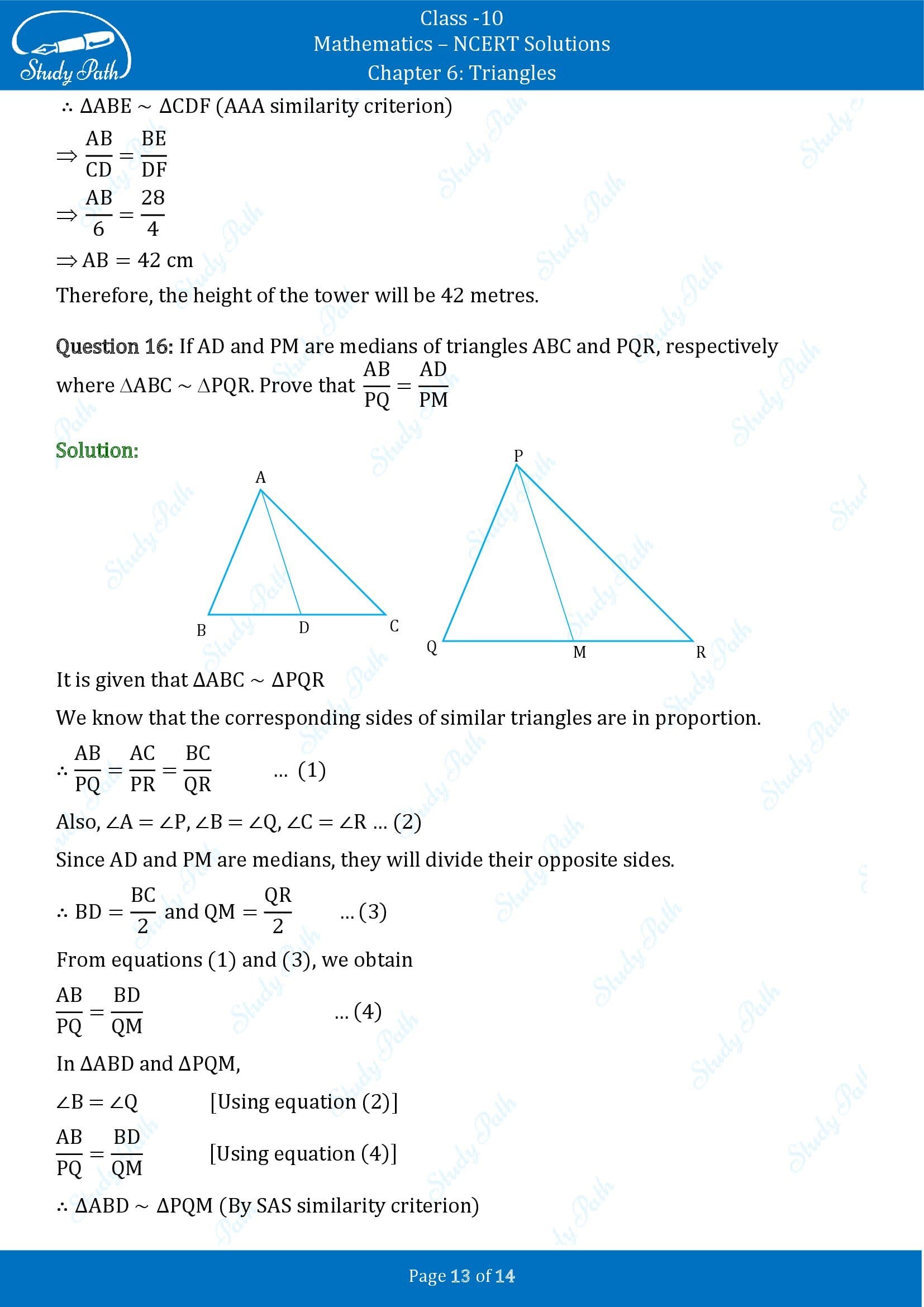 NCERT Solutions for Class 10 Maths Chapter 6 Triangles Exercise 6.3 00013