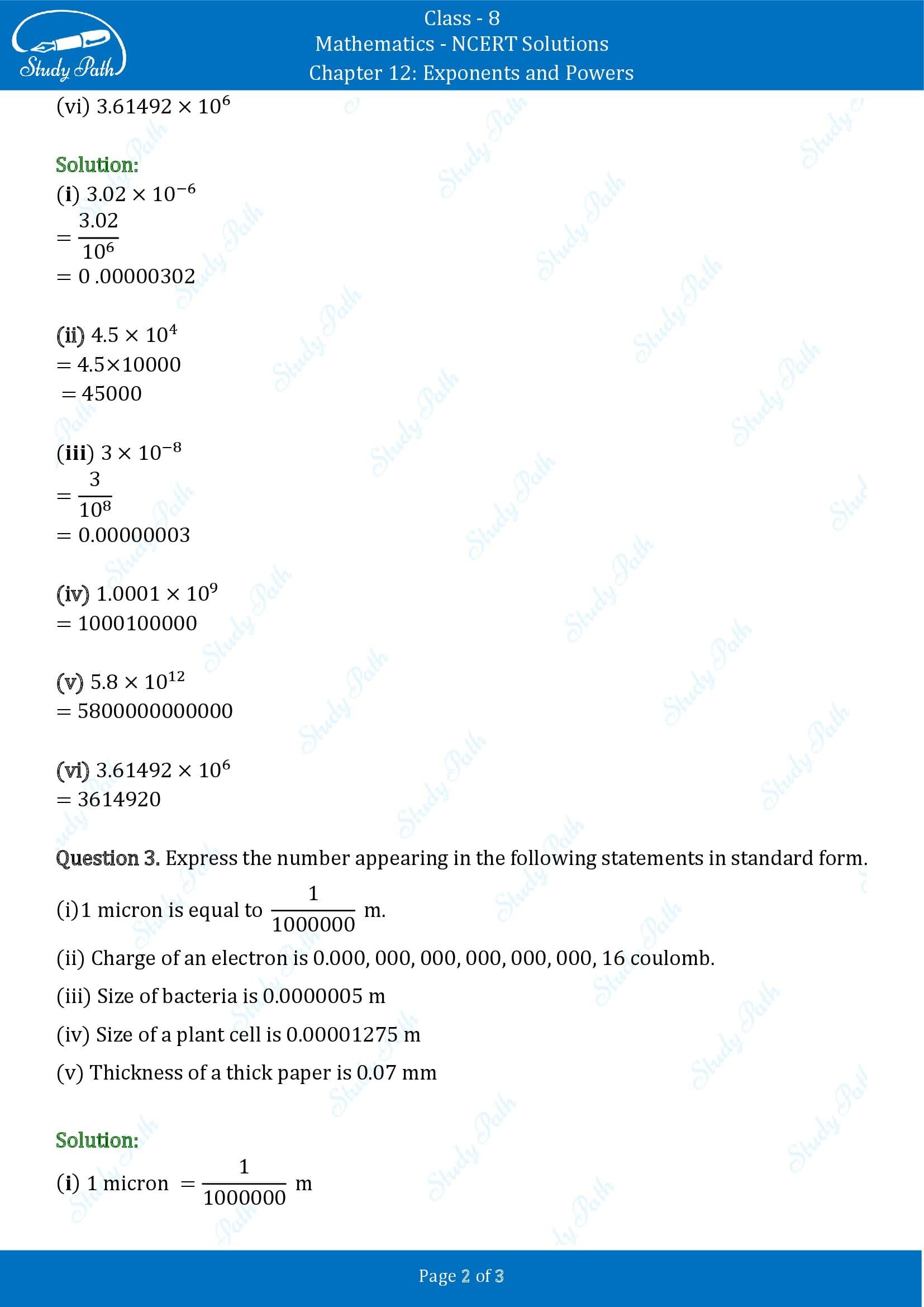 NCERT Solutions for Class 8 Maths Chapter 12 Exponents and Powers Exercise 12.2 00002